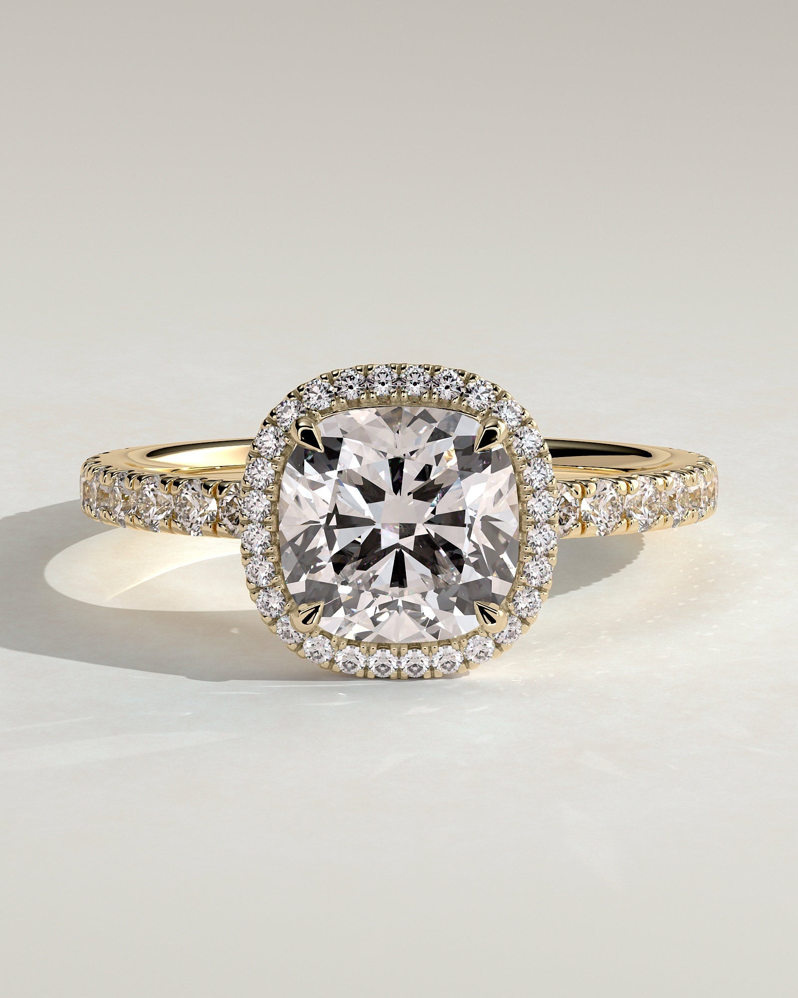 Round Halo, Pave & Split Shank Engagement Ring – 1.93 CT Lab Grown Diamond