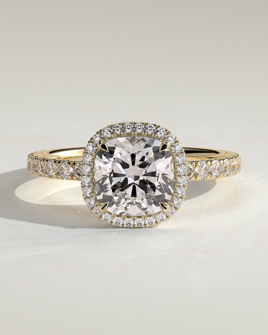 Round Halo, Pave & Split Shank Engagement Ring – 1.93 CT Lab Grown Diamond