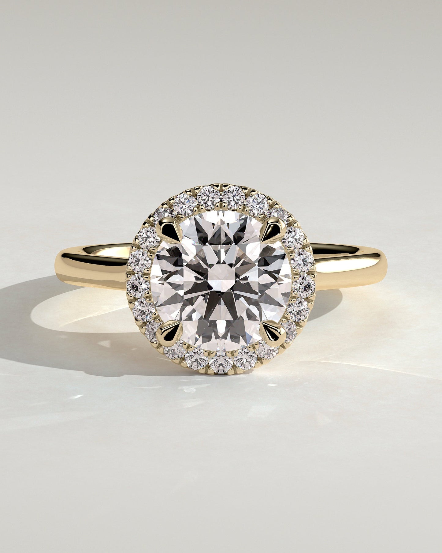Round Halo, Pave & Split Shank Engagement Ring – 1.93 CT Lab Grown Diamond