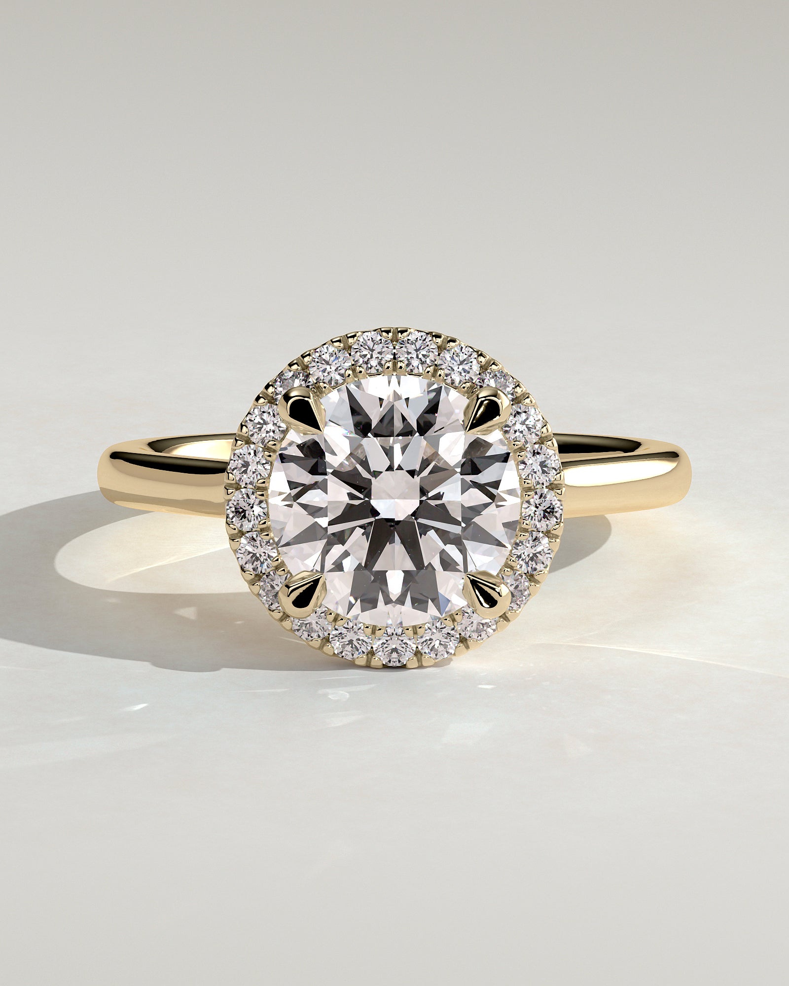 Round Halo, Pave & Split Shank Engagement Ring – 1.93 CT Lab Grown Diamond