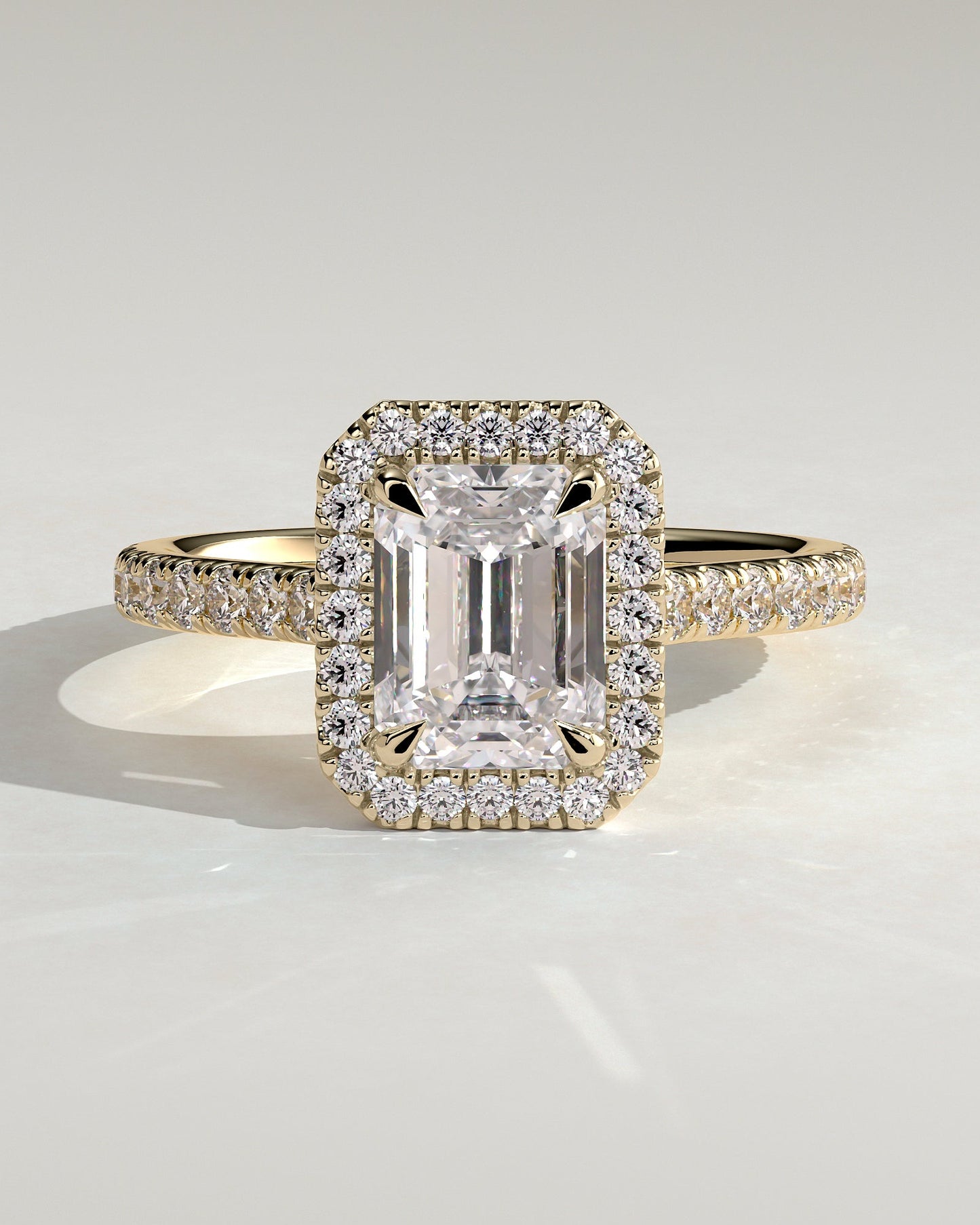 Round Halo, Pave & Split Shank Engagement Ring – 1.93 CT Lab Grown Diamond