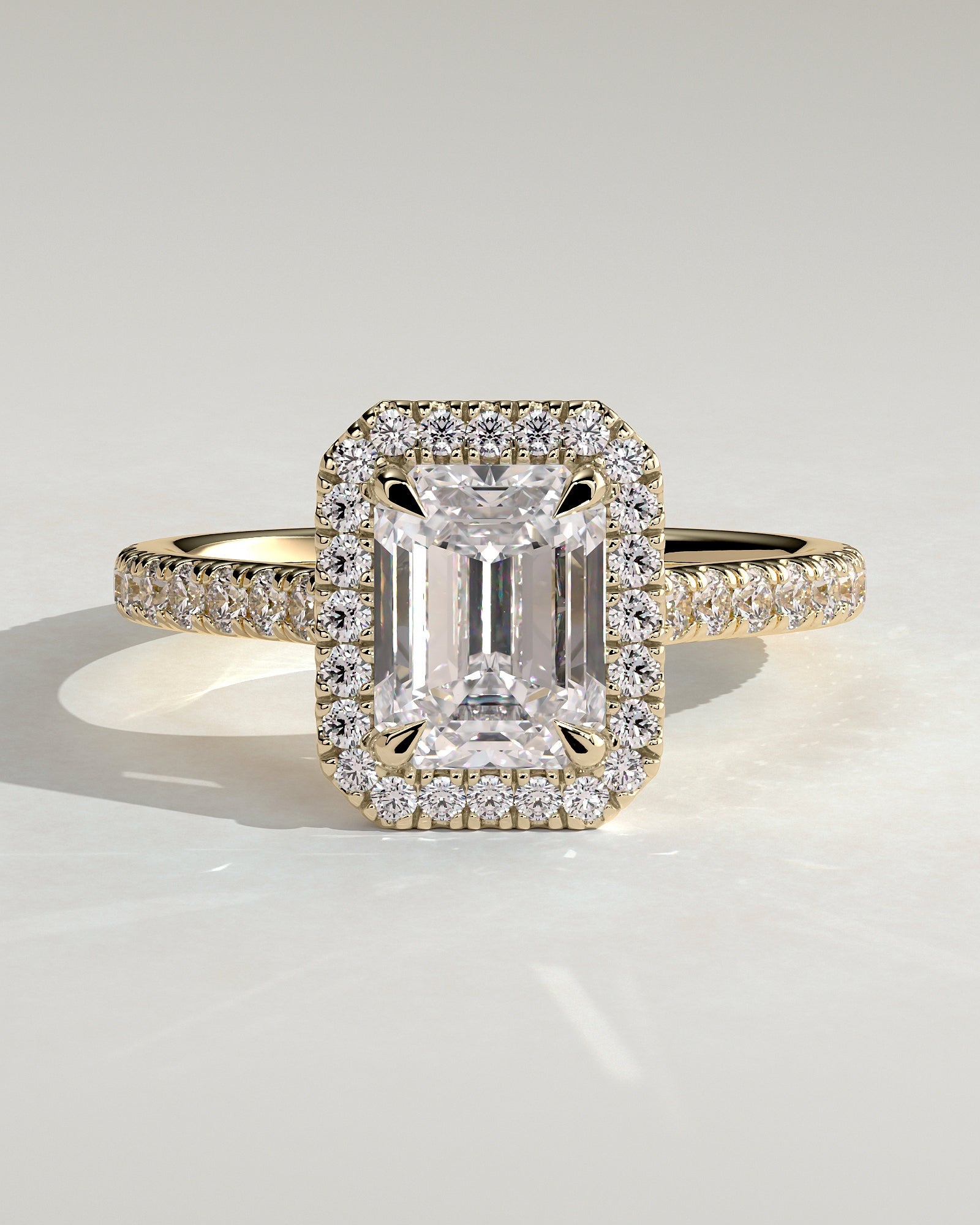 Round Halo, Pave & Split Shank Engagement Ring – 1.93 CT Lab Grown Diamond