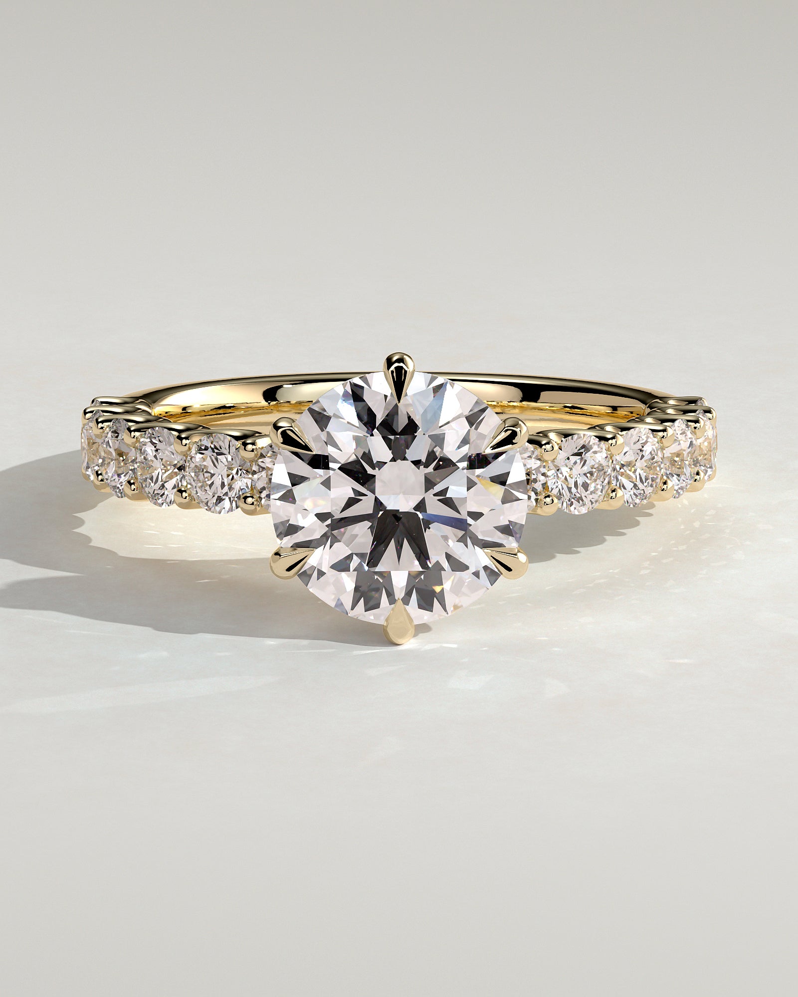 Round Halo, Pave & Split Shank Engagement Ring – 1.93 CT Lab Grown Diamond