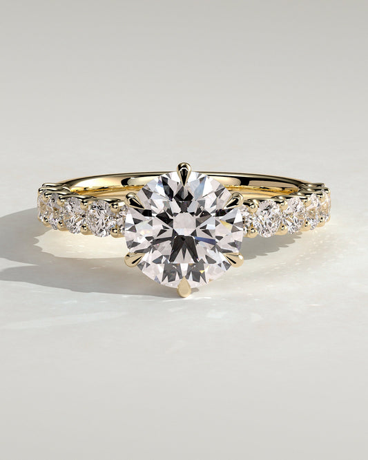 Round Halo, Pave & Split Shank Engagement Ring – 1.93 CT Lab Grown Diamond