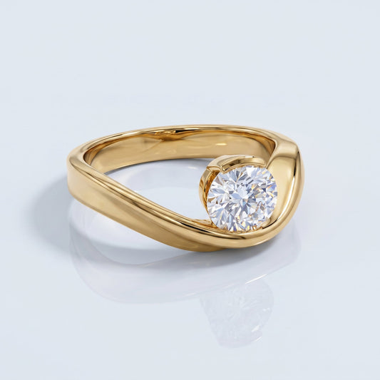 Marquise Swirl Solitaire Engagement Ring – 1 CT Lab Grown Diamond