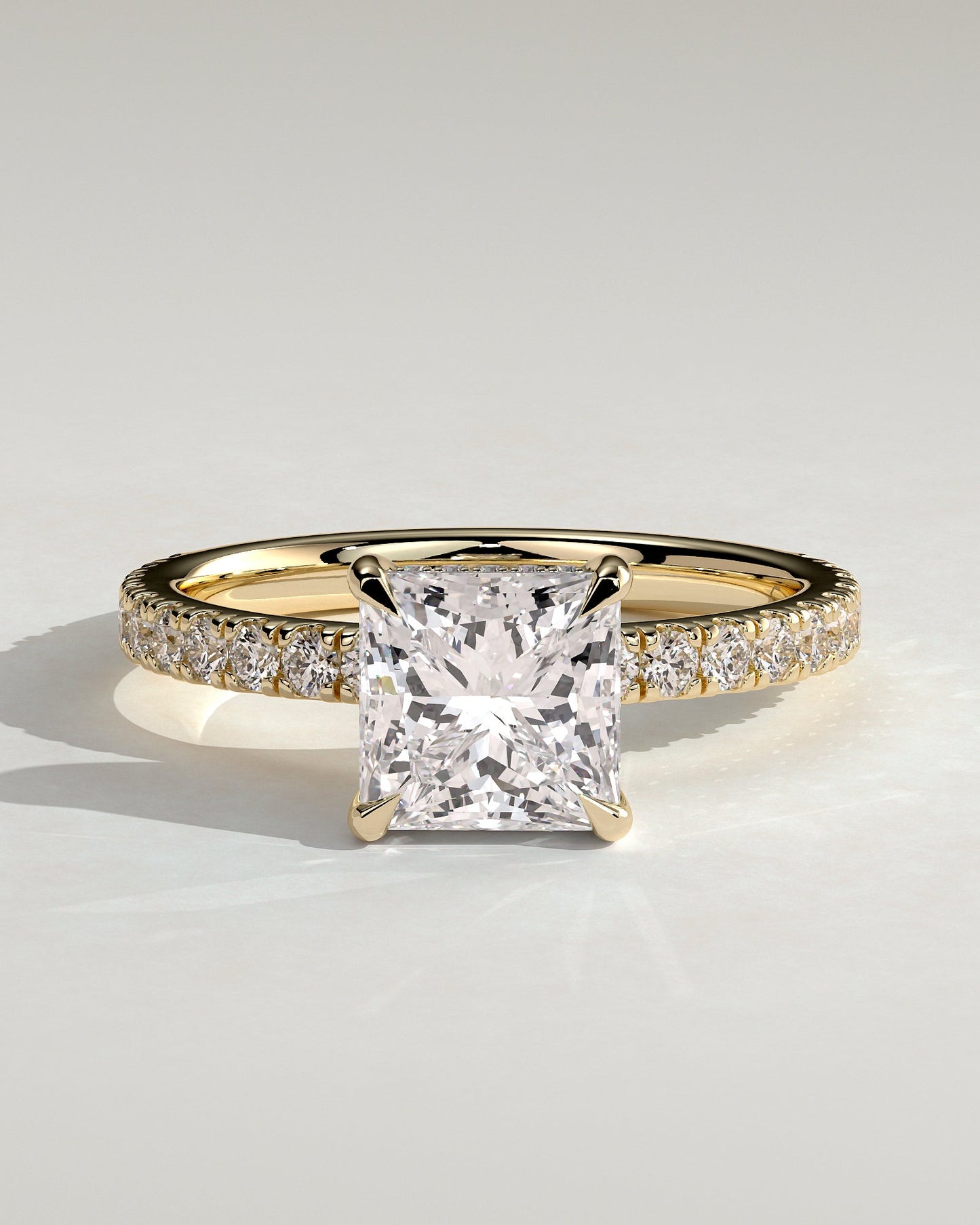 Round Halo, Pave & Split Shank Engagement Ring – 1.93 CT Lab Grown Diamond