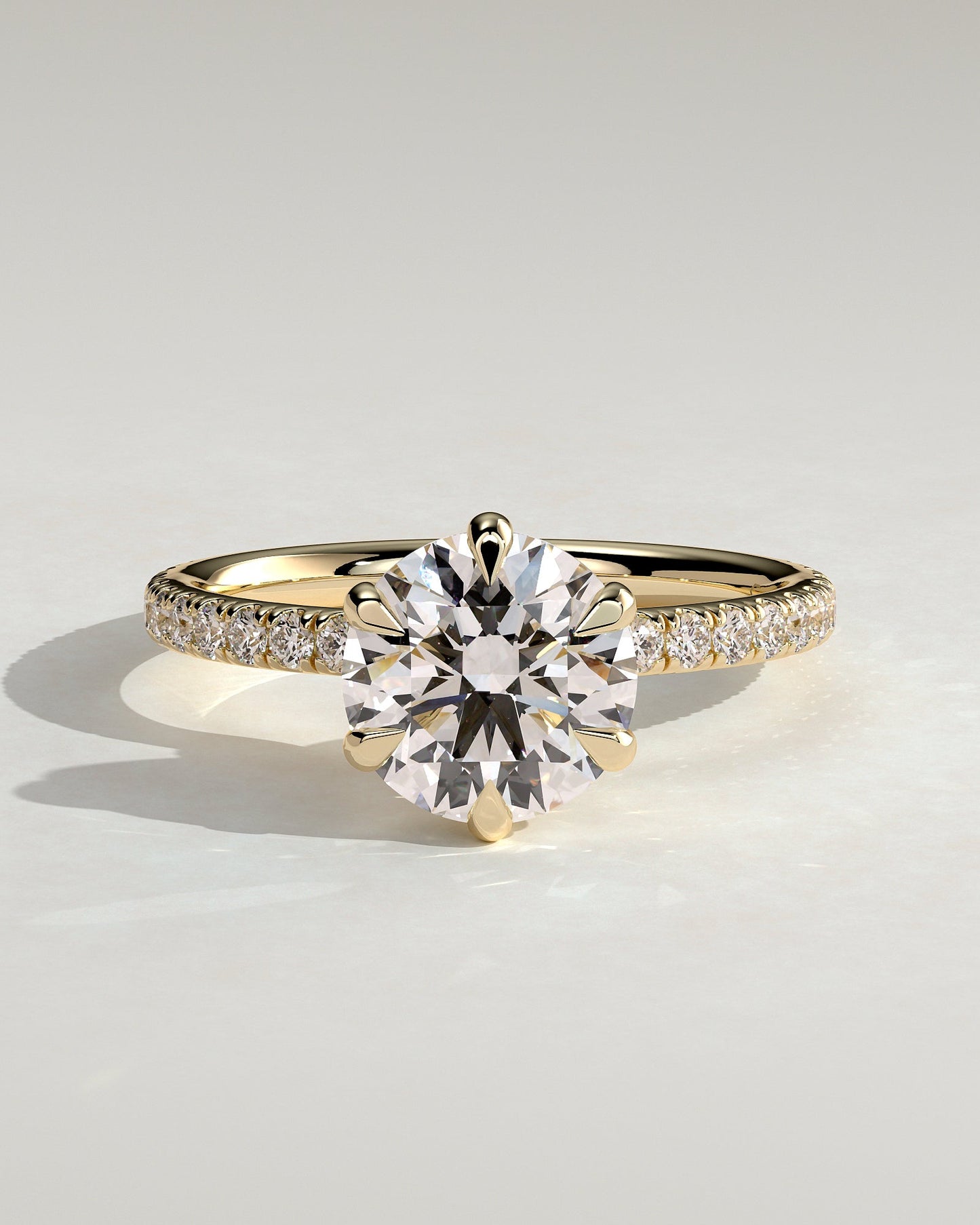 Round Halo, Pave & Split Shank Engagement Ring – 1.93 CT Lab Grown Diamond