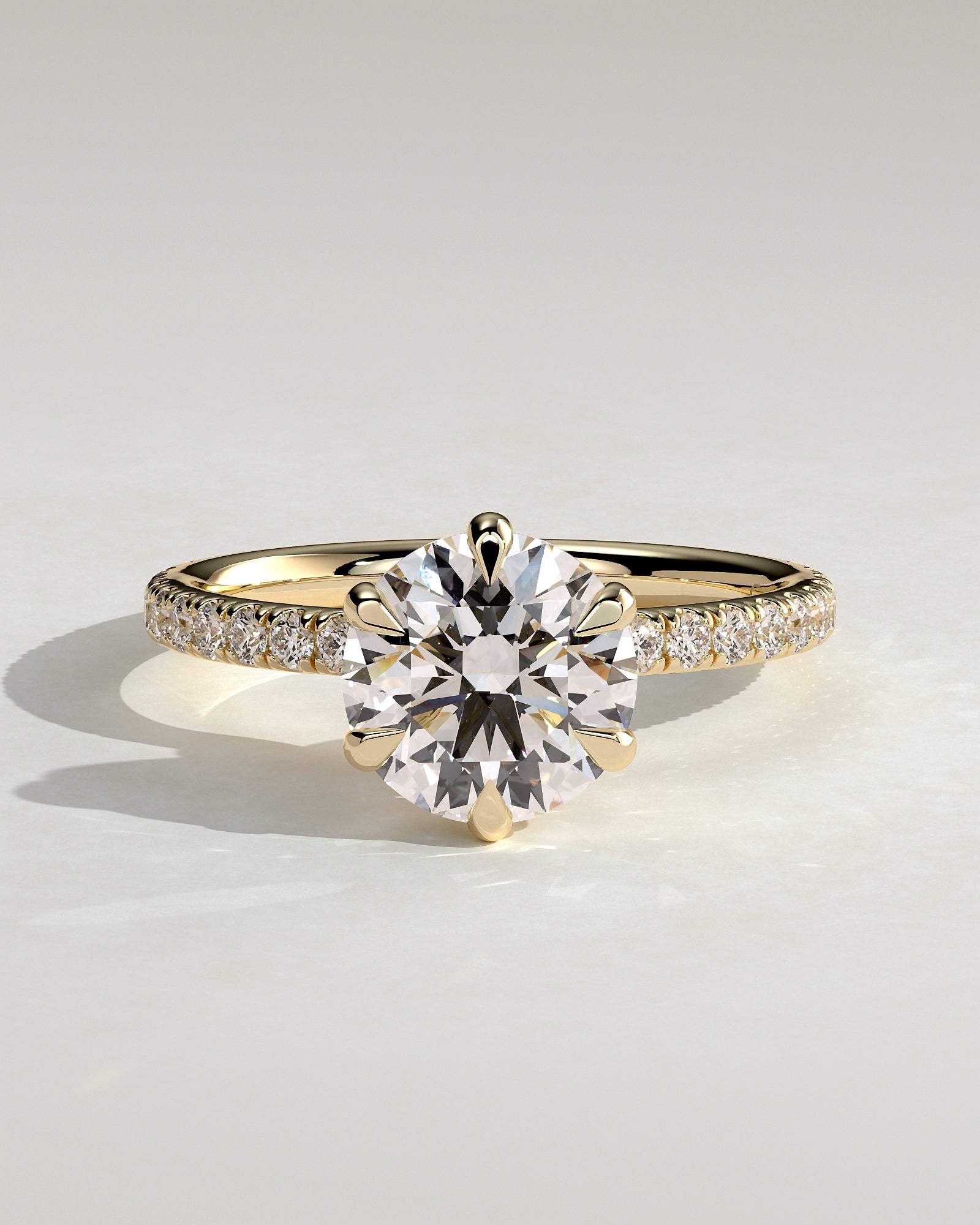 Round Halo, Pave & Split Shank Engagement Ring – 1.93 CT Lab Grown Diamond