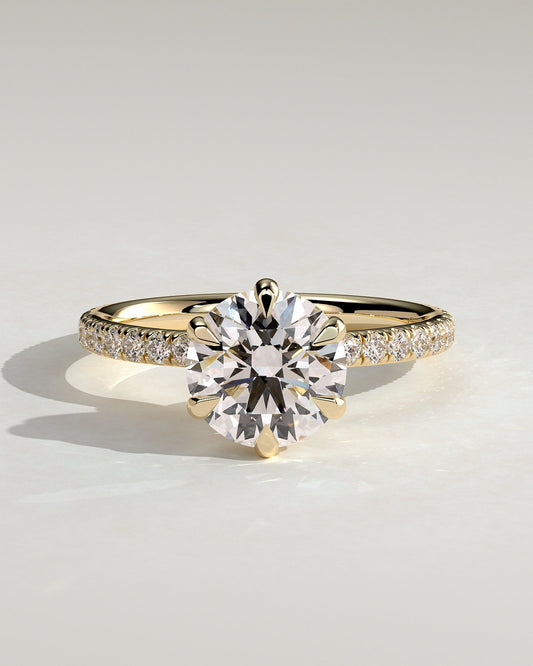 Round Halo, Pave & Split Shank Engagement Ring – 1.93 CT Lab Grown Diamond