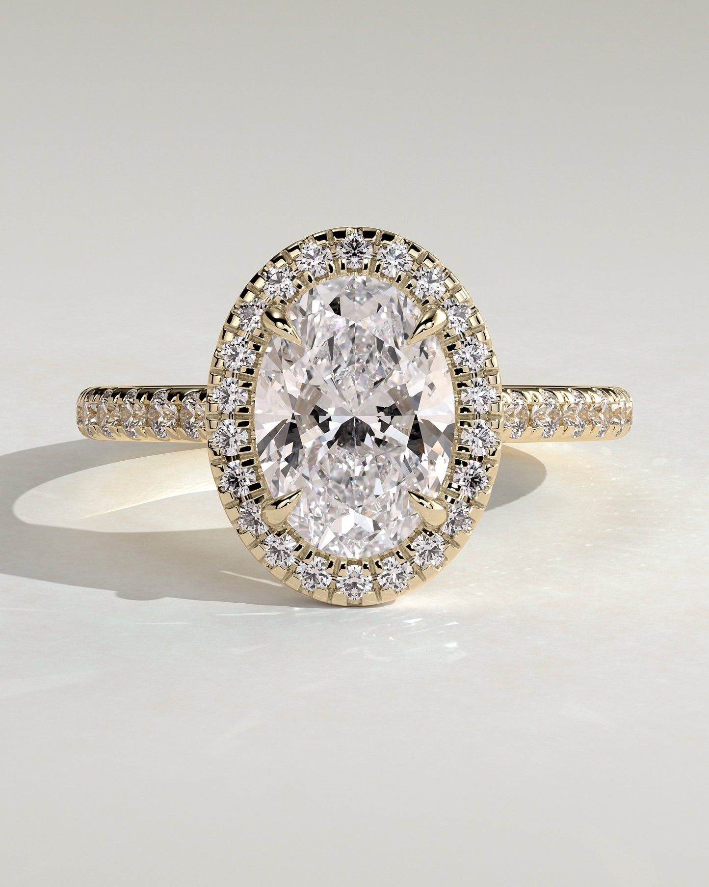 Round Halo, Pave & Split Shank Engagement Ring – 1.93 CT Lab Grown Diamond