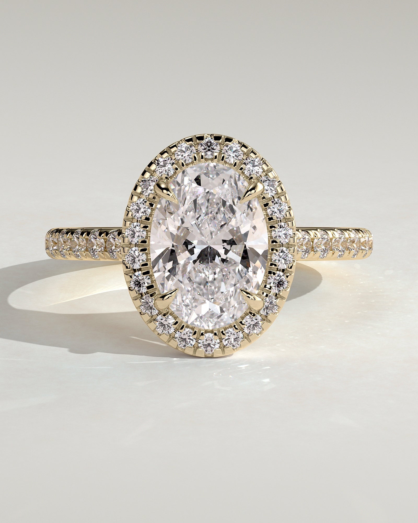 Round Halo, Pave & Split Shank Engagement Ring – 1.93 CT Lab Grown Diamond