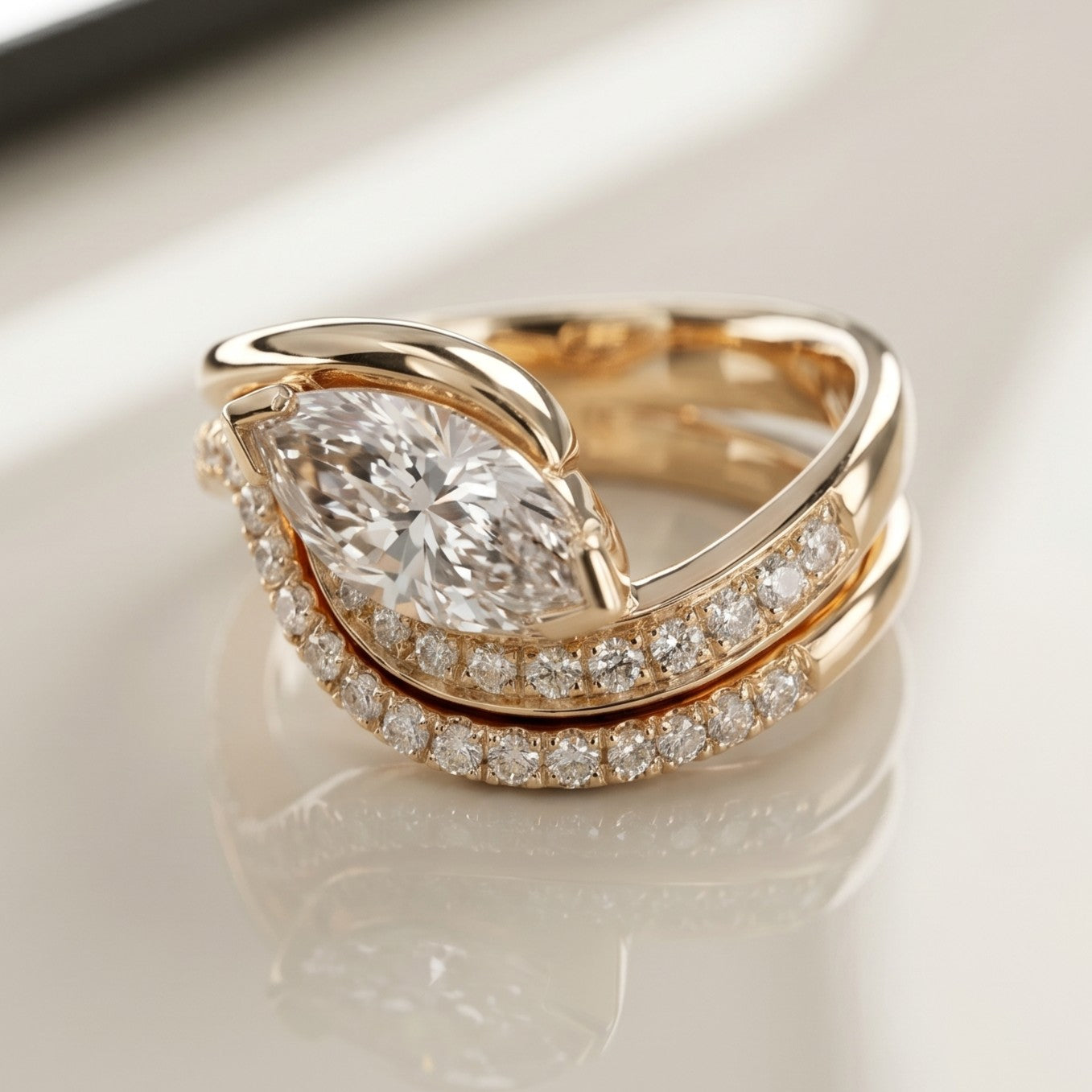 1.0 CT Round Solitaire Moissanite Diamond Bridal Ring Set