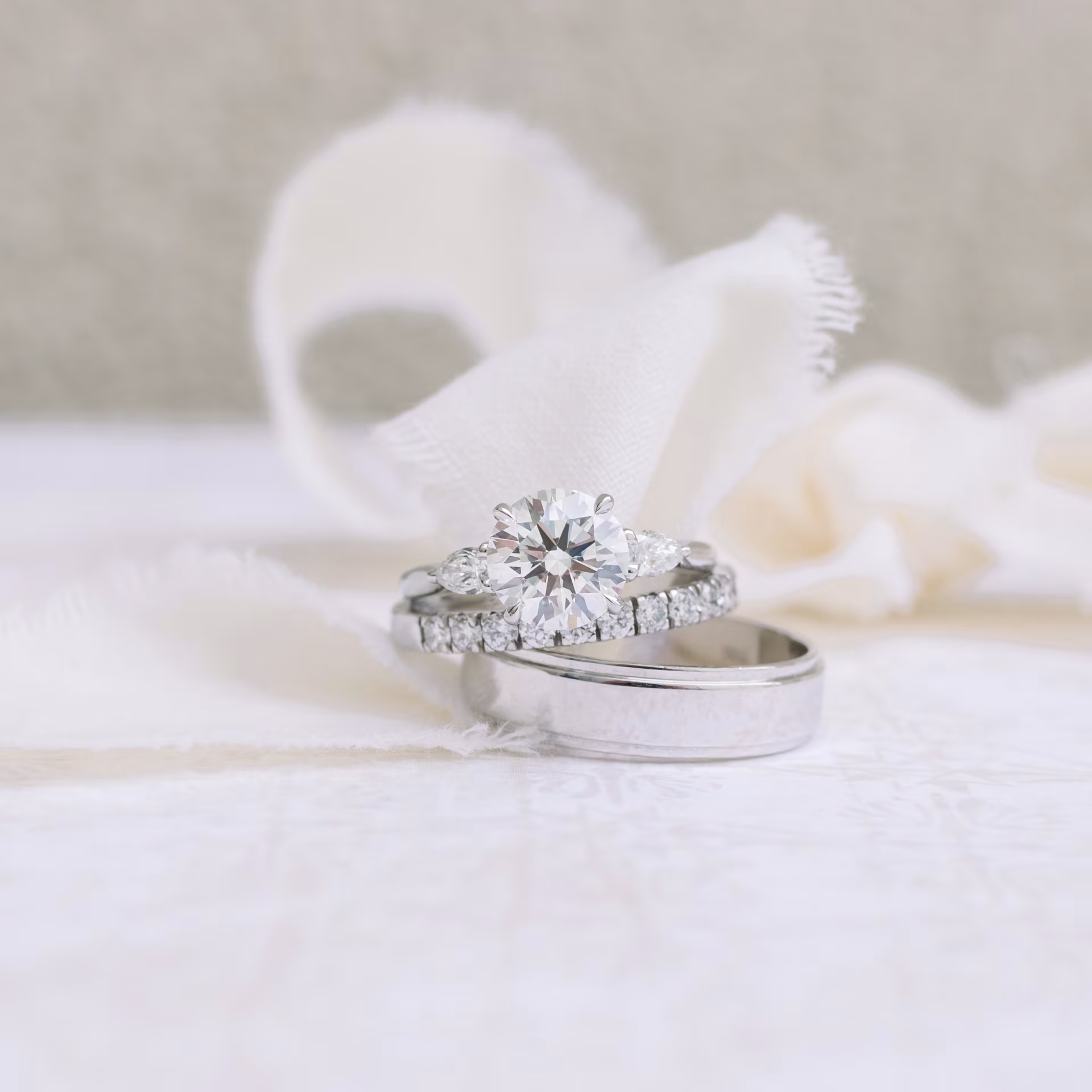 Marquise Cut Cluster Styled Lab Grown Diamond Engagement Ring