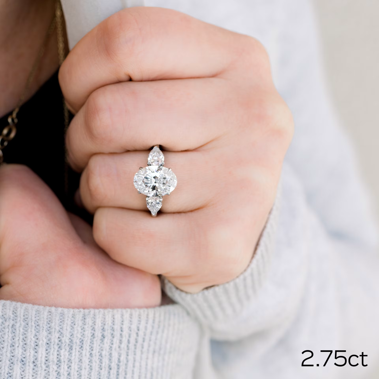 Marquise Cut Cluster Styled Lab Grown Diamond Engagement Ring