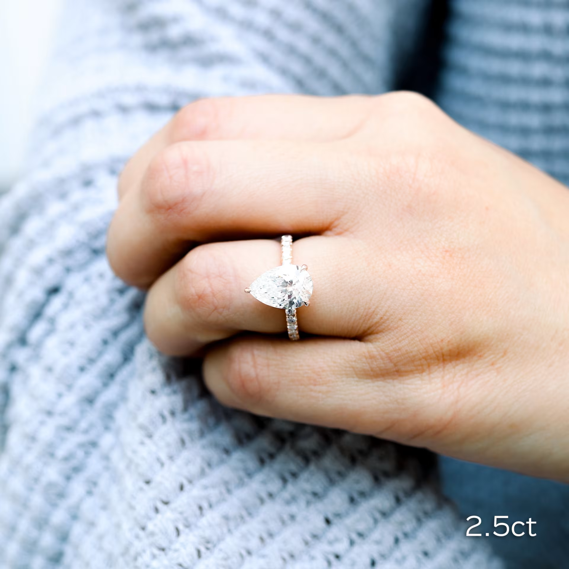 Marquise Cut Cluster Styled Lab Grown Diamond Engagement Ring