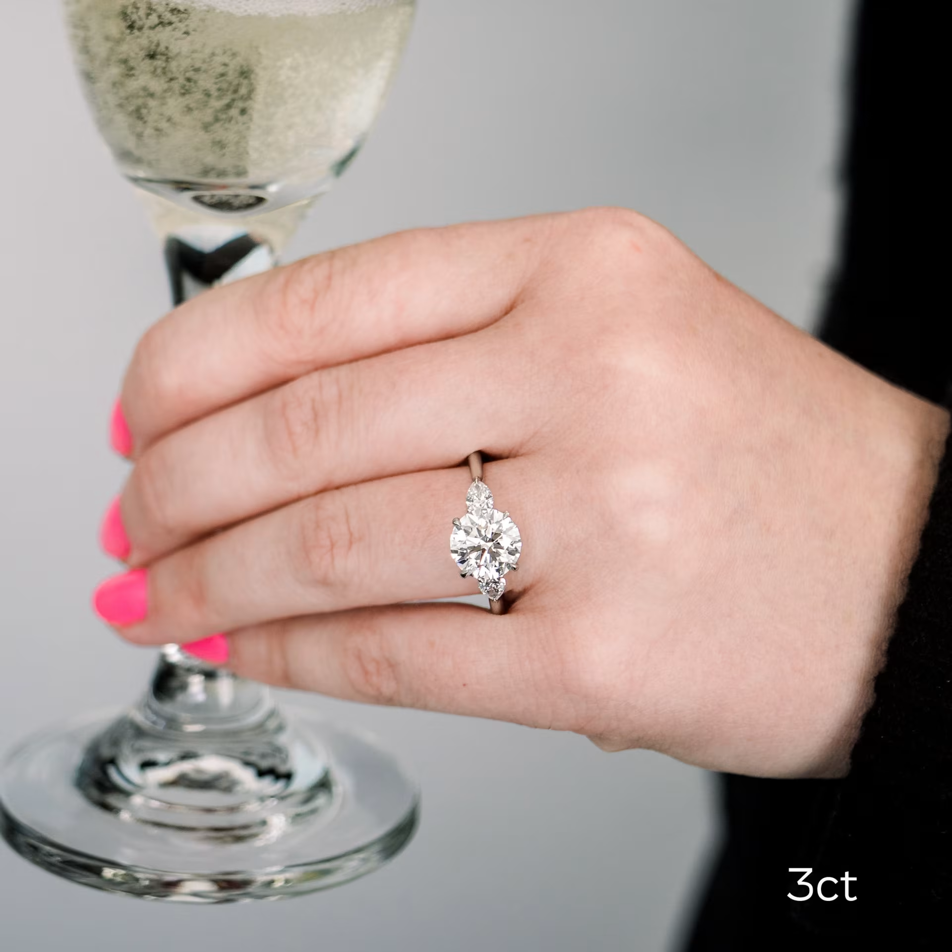 Marquise Cut Cluster Styled Lab Grown Diamond Engagement Ring