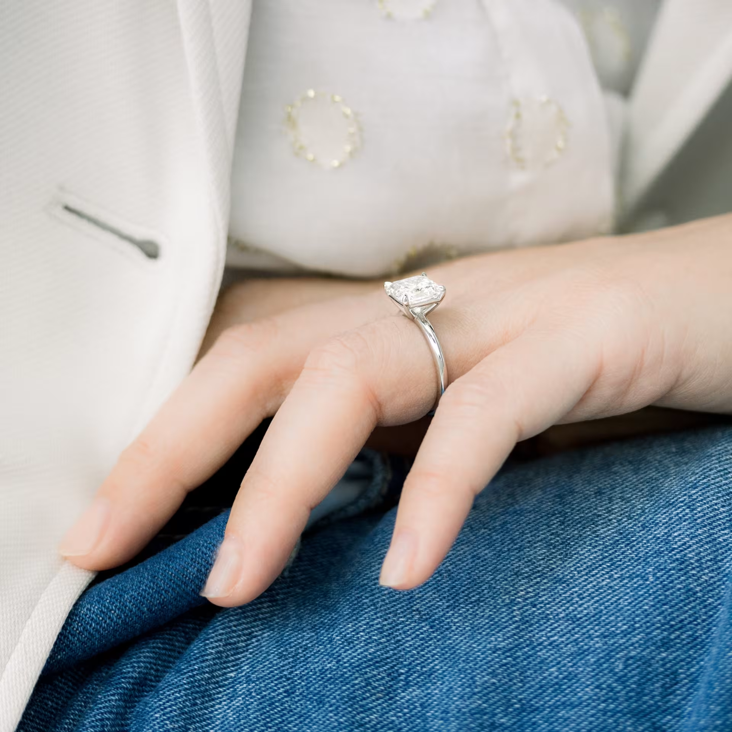 Marquise Cut Cluster Styled Lab Grown Diamond Engagement Ring
