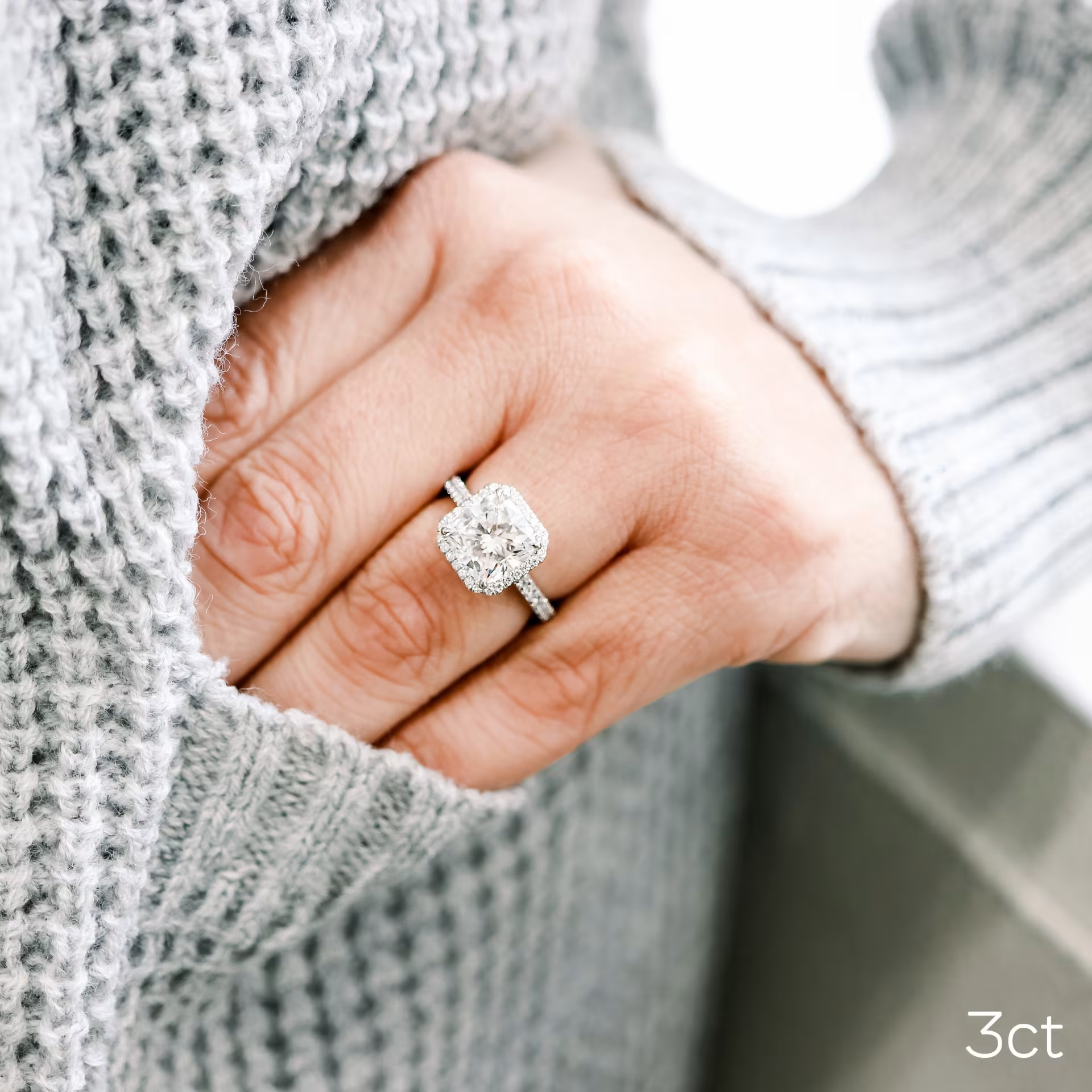Marquise Cut Cluster Styled Lab Grown Diamond Engagement Ring