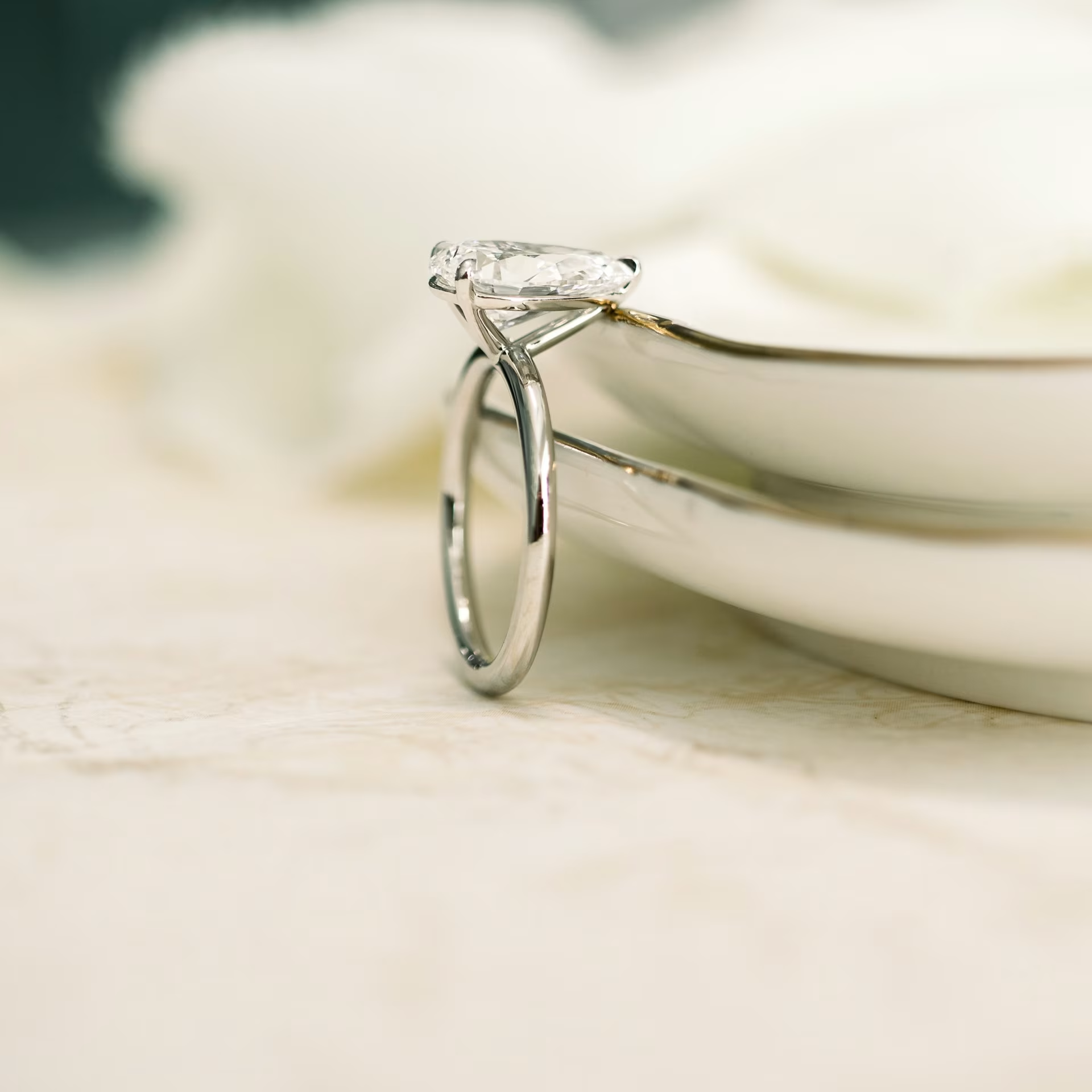 Marquise Cut Cluster Styled Lab Grown Diamond Engagement Ring
