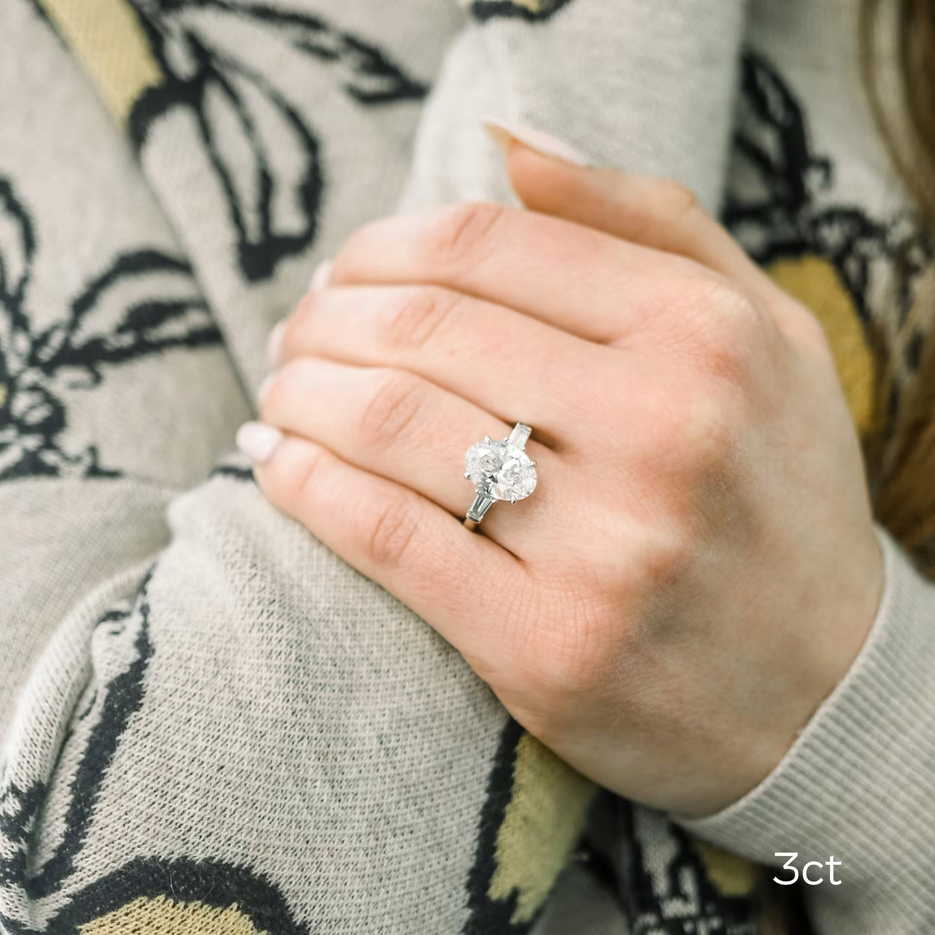 Marquise Cut Cluster Styled Lab Grown Diamond Engagement Ring