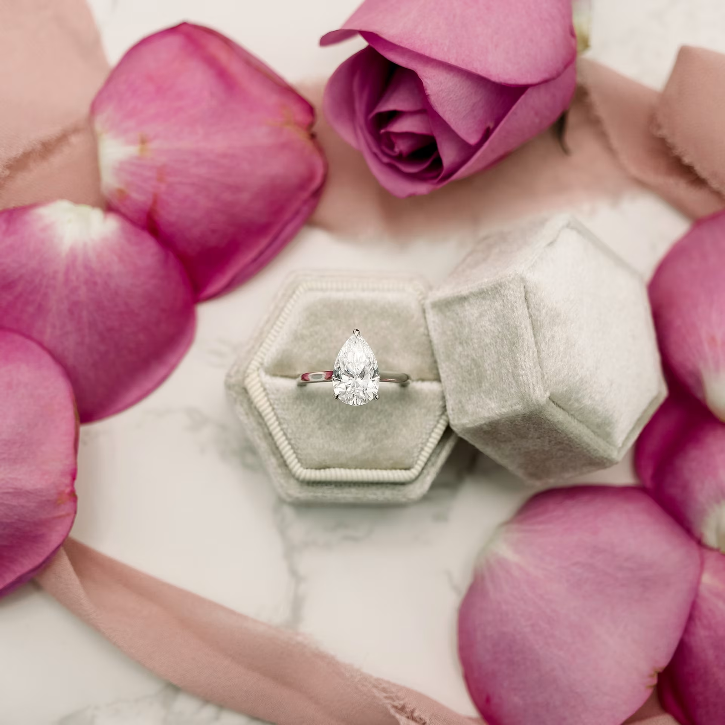 Marquise Cut Cluster Styled Lab Grown Diamond Engagement Ring