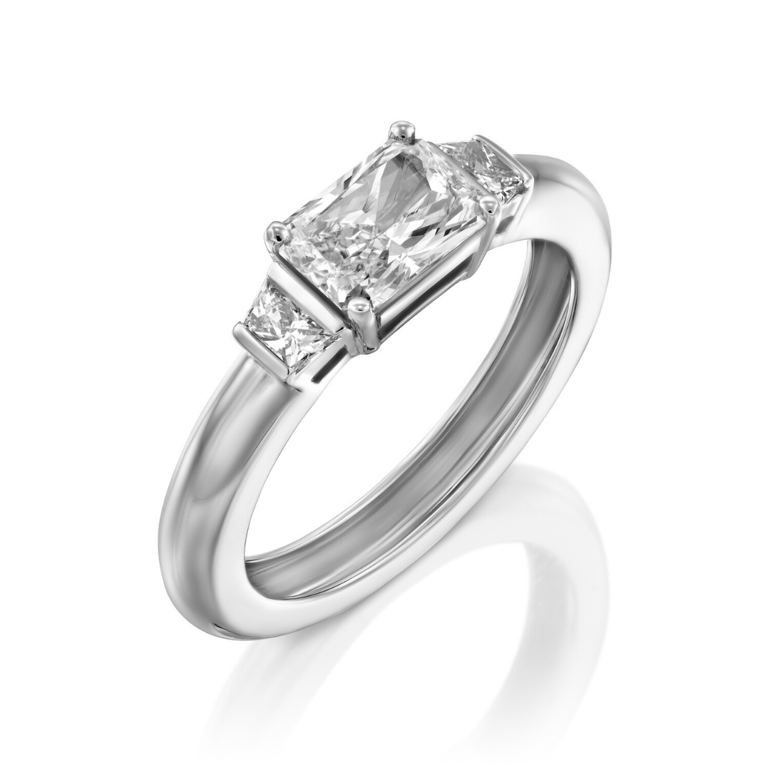 2 CT Round Three Stones Lab Grown Diamond Engagement Ring