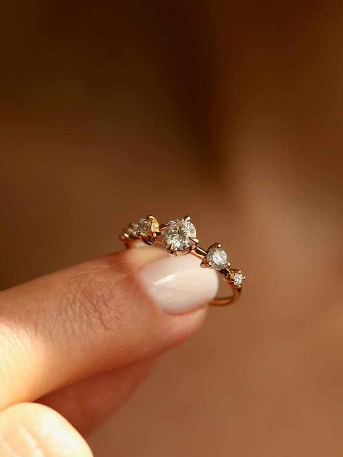 Marquise Cut Cluster Styled Lab Grown Diamond Engagement Ring