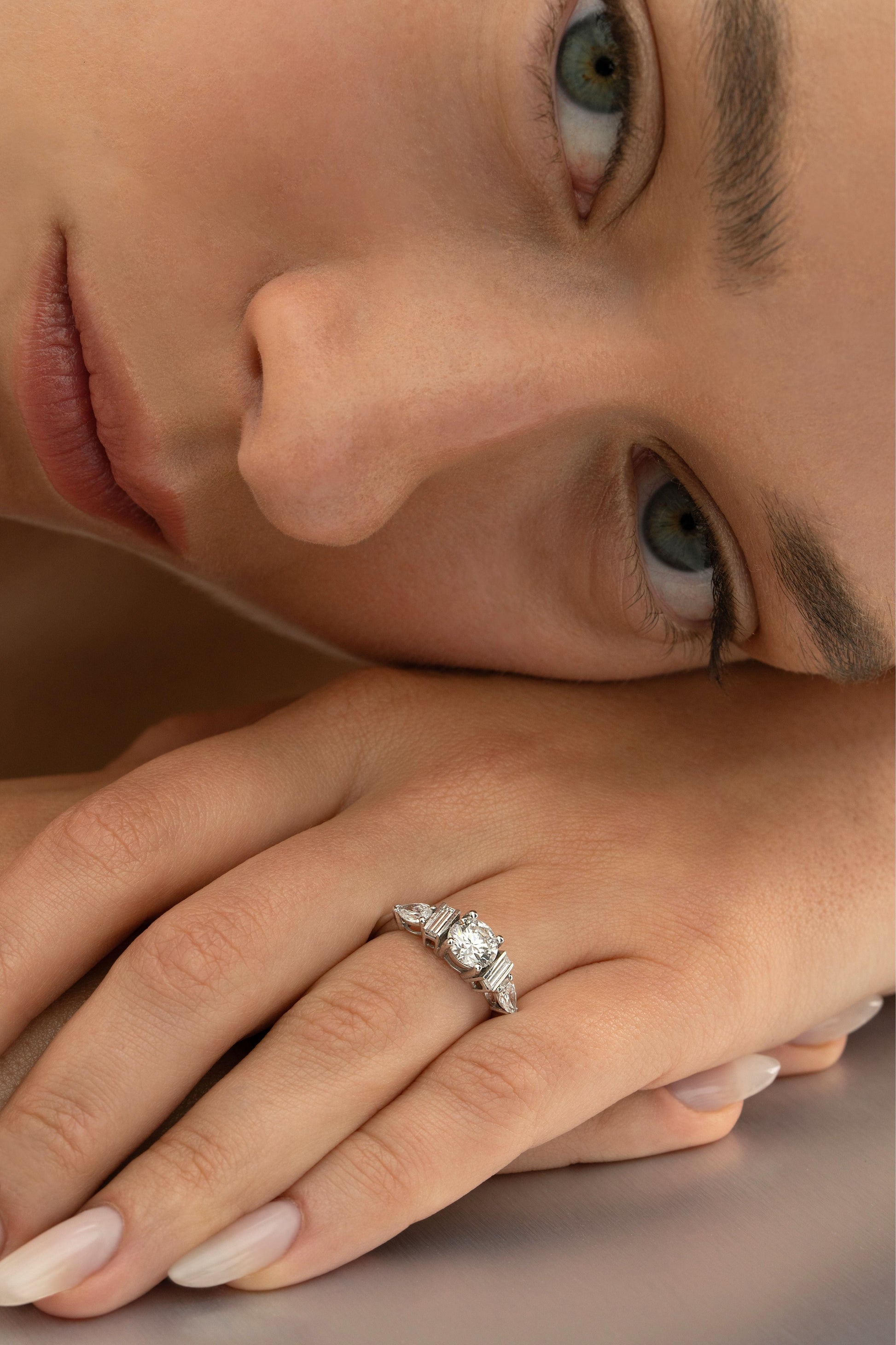 2 CT Round Three Stones Lab Grown Diamond Engagement Ring