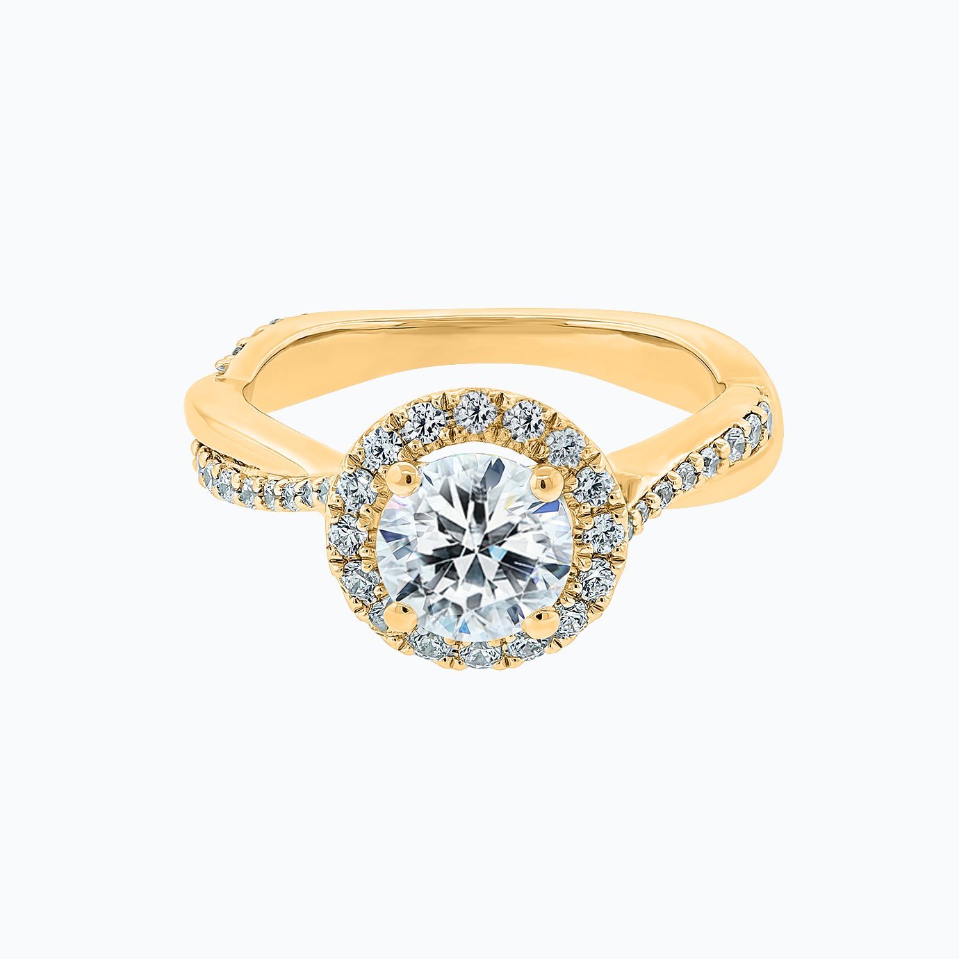1.0 CT Round Halo & Twisted Pave CVD F/VS2 Diamond Engagement Ring 4