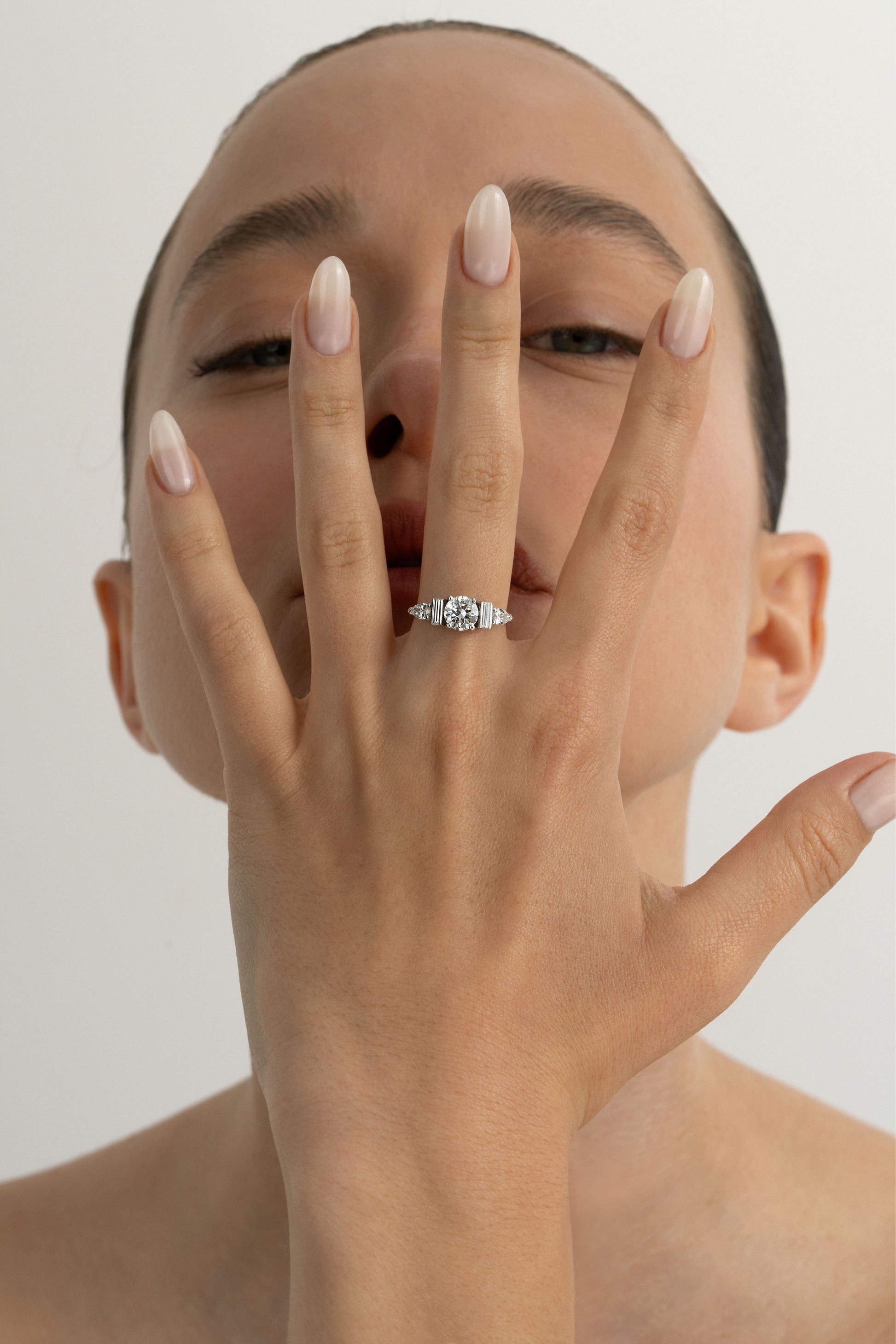 2 CT Round Three Stones Lab Grown Diamond Engagement Ring