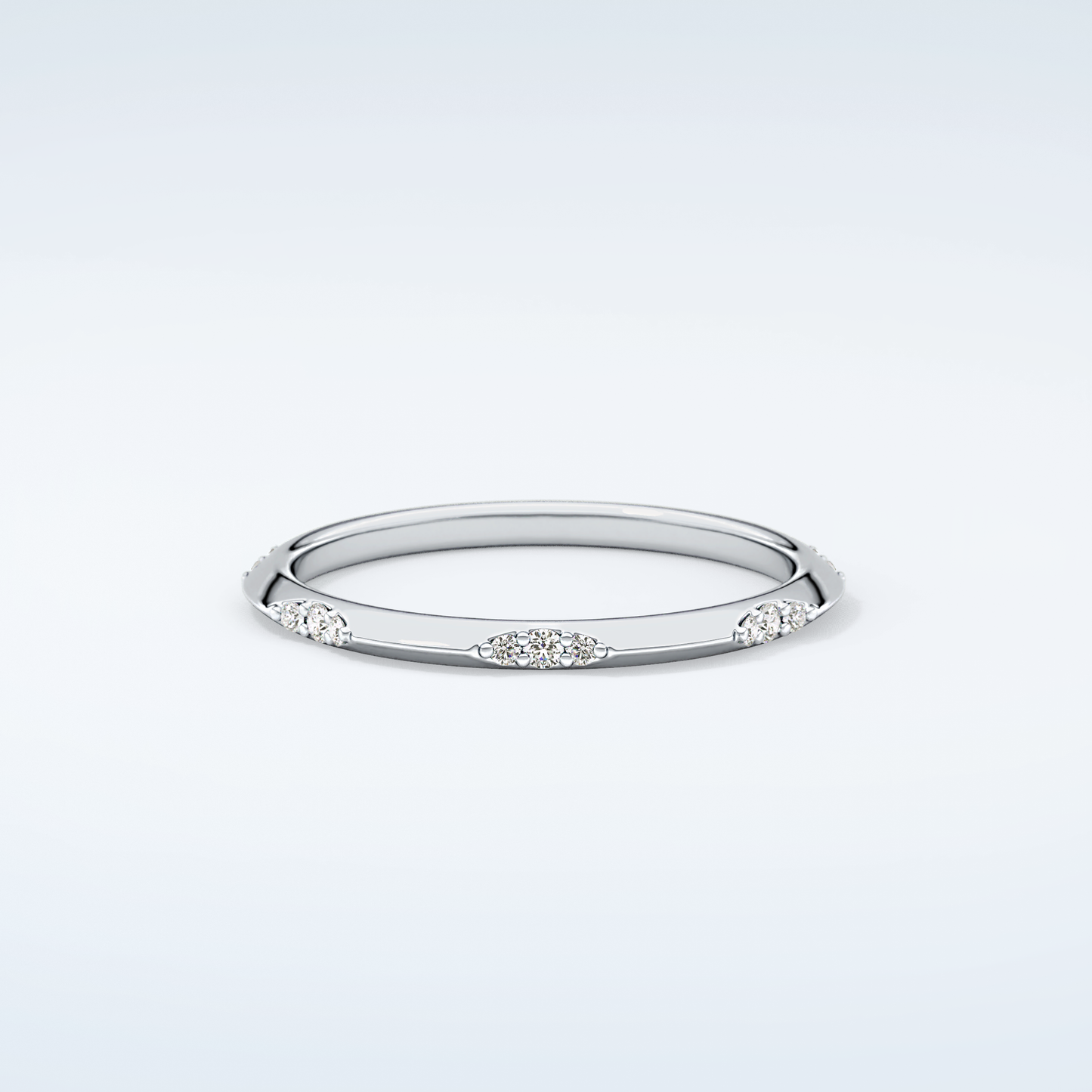 0.09 TCW Round Shaped Moissanite Wedding Band 13
