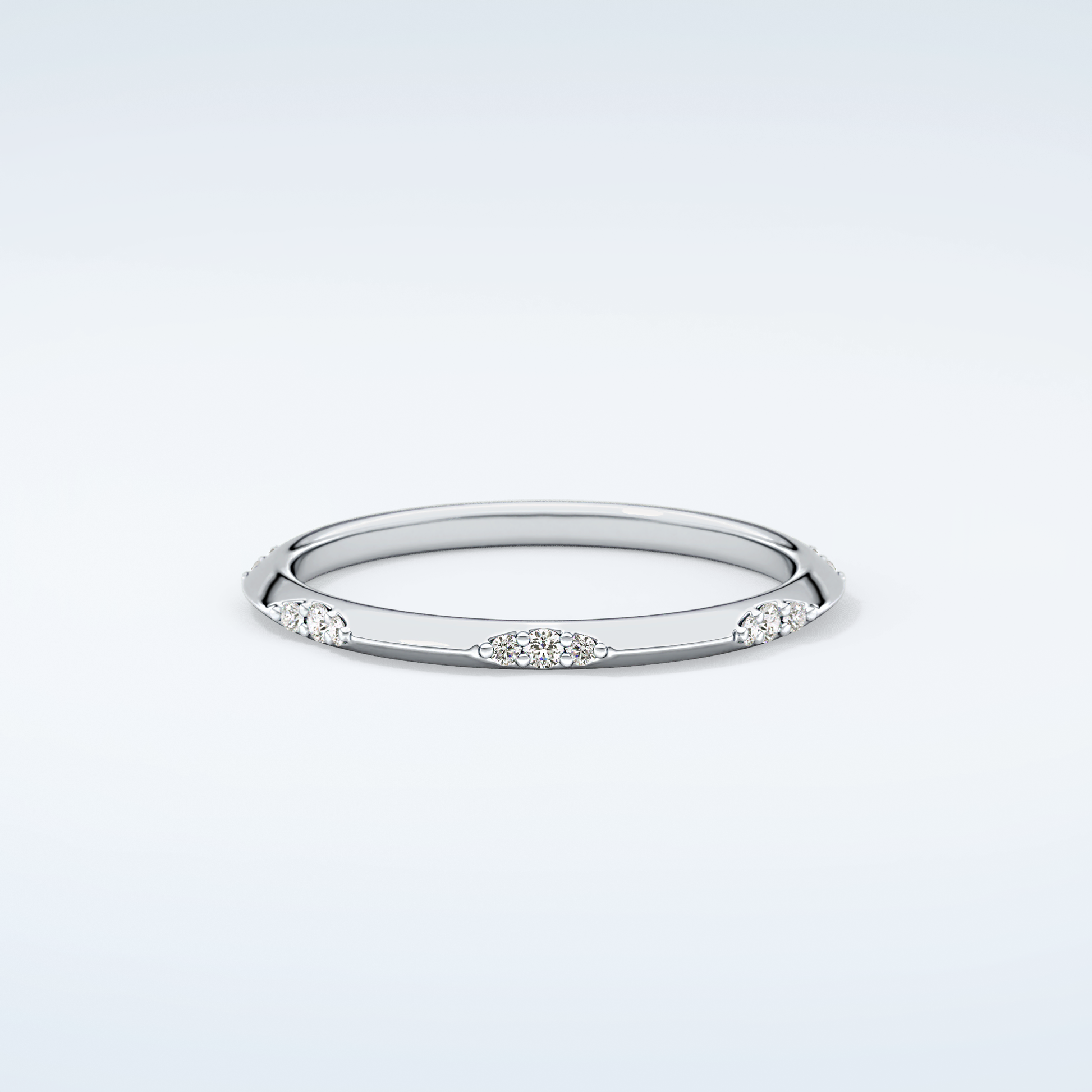 0.09 TCW Round Shaped Moissanite Wedding Band 13
