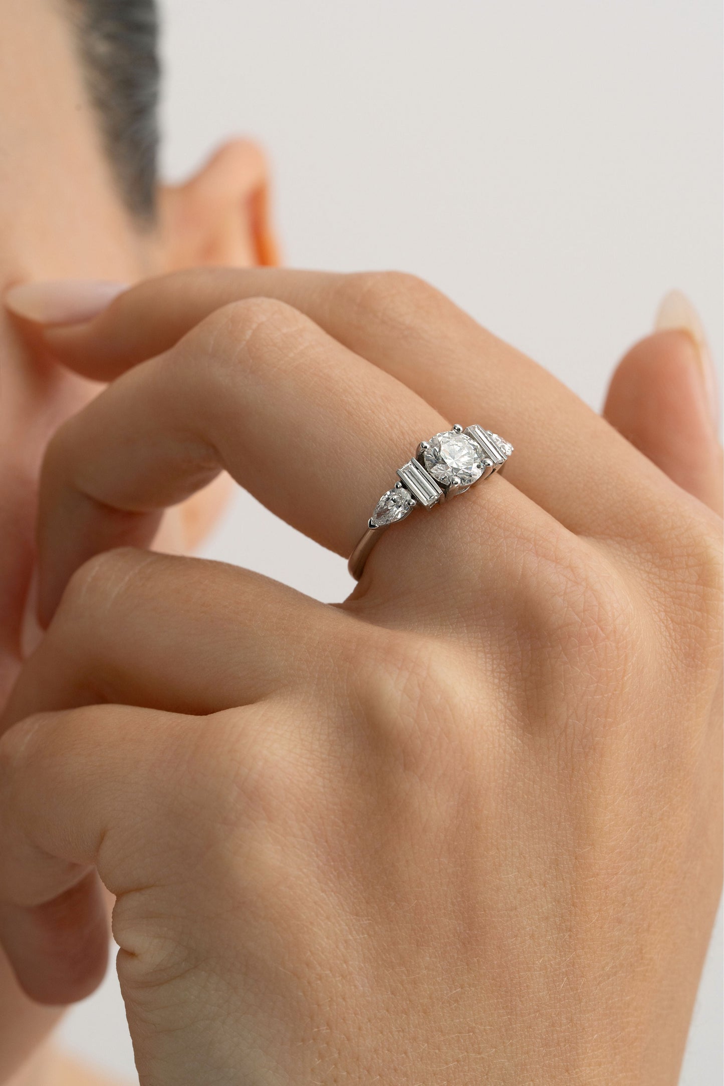 2 CT Round Three Stones Lab Grown Diamond Engagement Ring