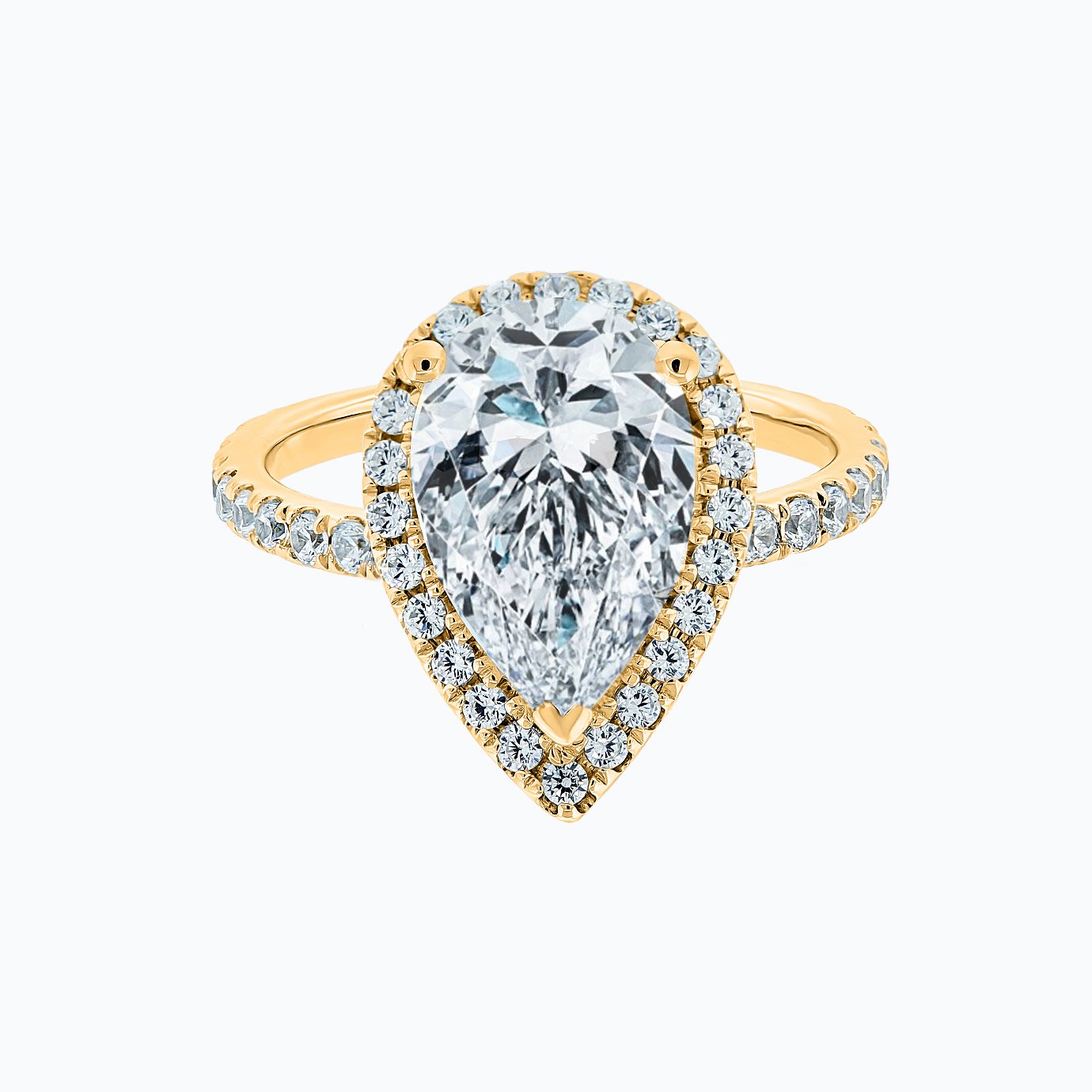 3.0 CT Pear Halo CVD F/VS2 Diamond Engagement Ring 6