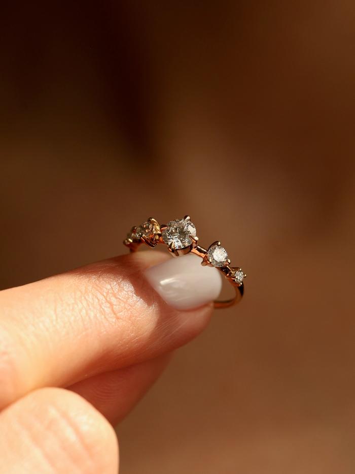Marquise Cut Cluster Styled Lab Grown Diamond Engagement Ring