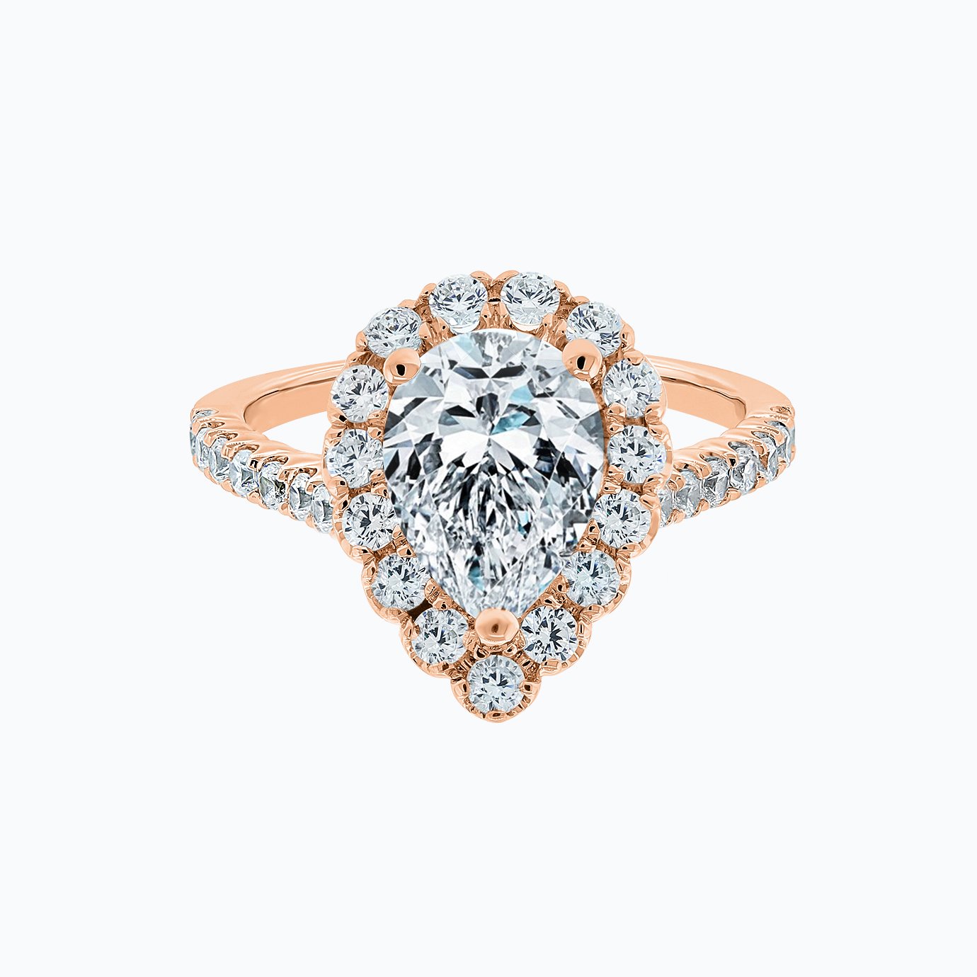 2.0 CT Pear Halo CVD F/VS2 Diamond Engagement Ring 4