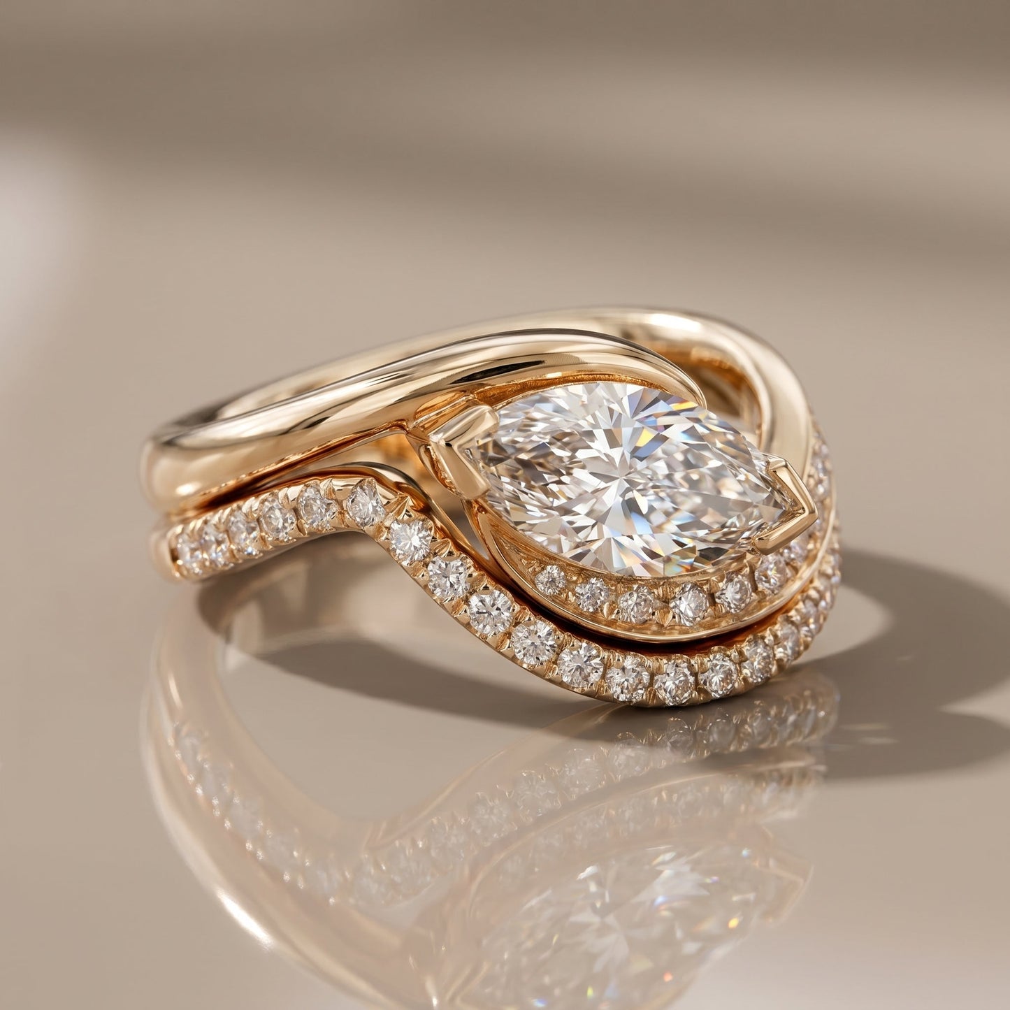1.0 CT Round Solitaire Moissanite Diamond Bridal Ring Set