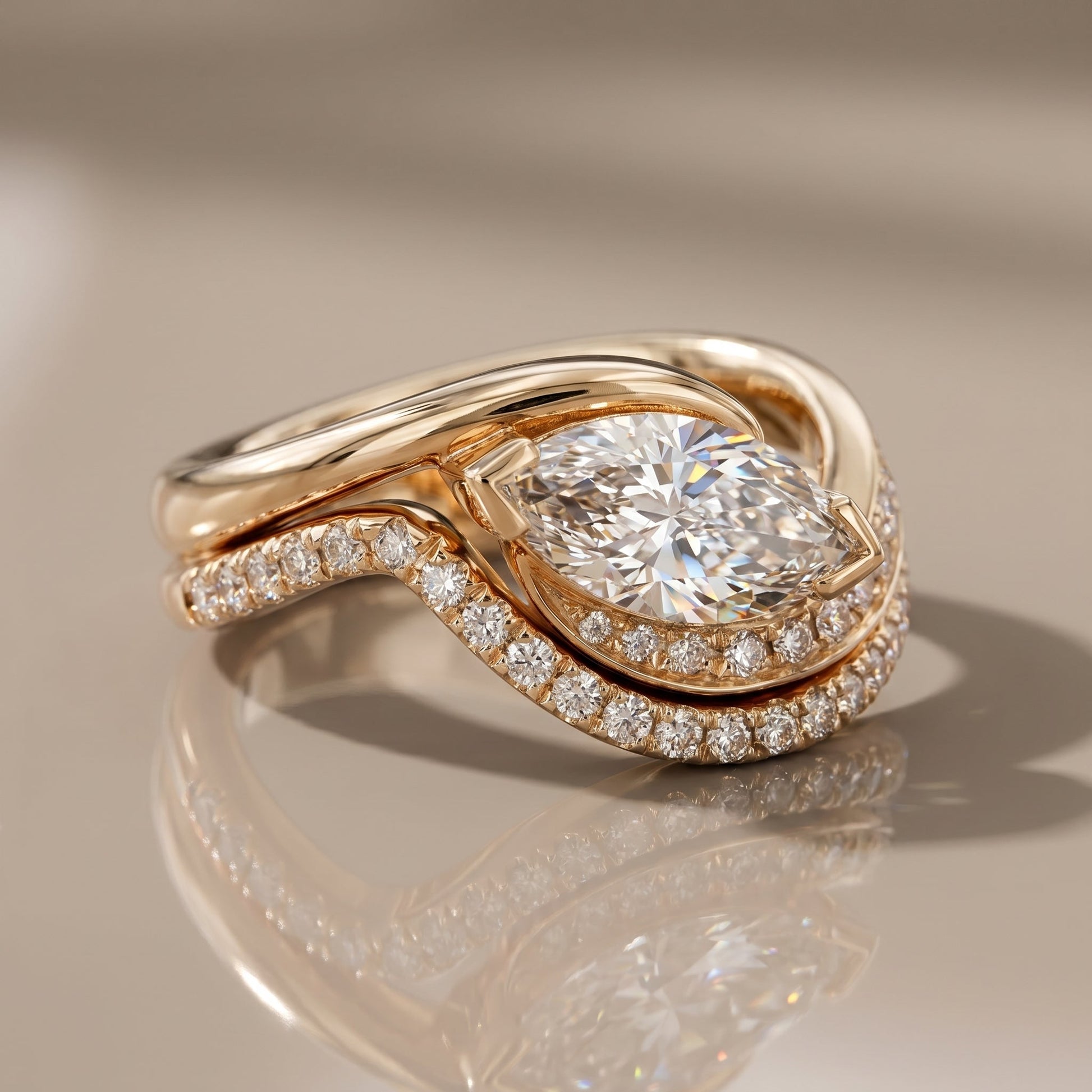1.0 CT Round Solitaire Moissanite Diamond Bridal Ring Set