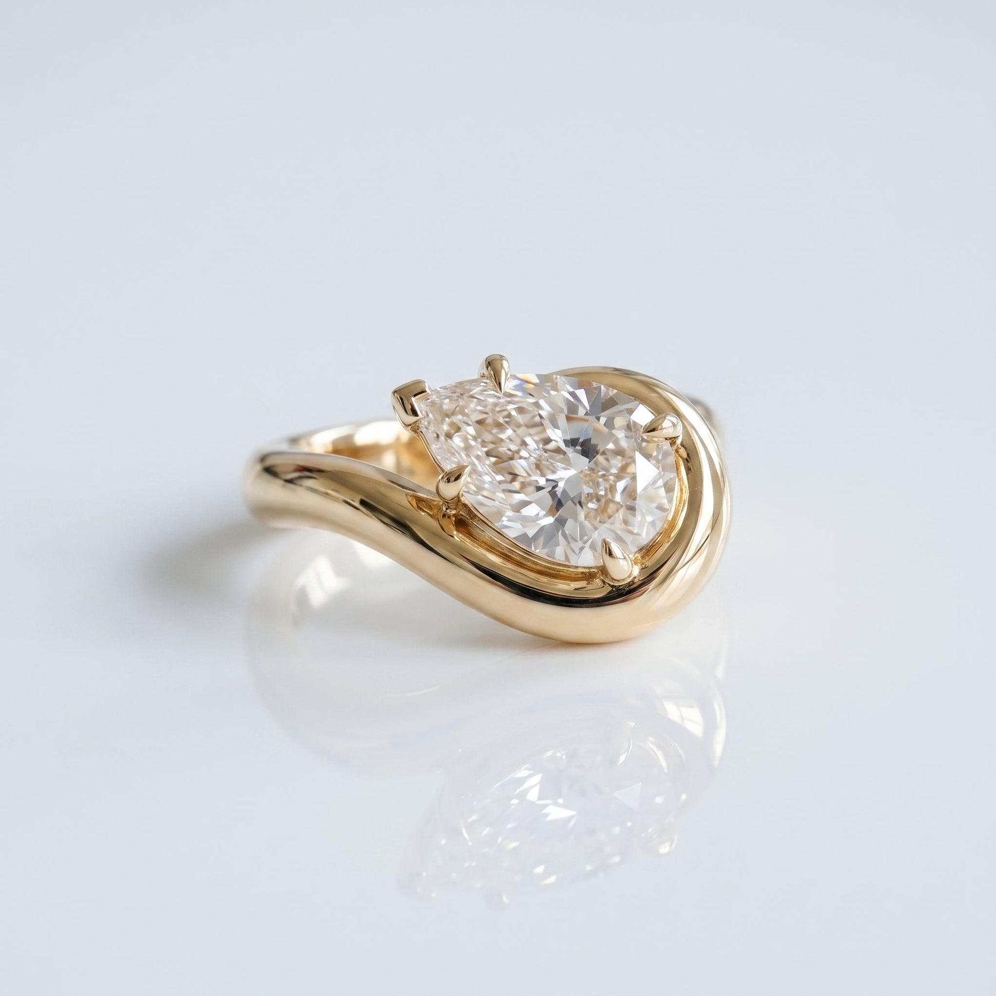 Marquise Swirl Solitaire Engagement Ring – 1 CT Lab Grown Diamond