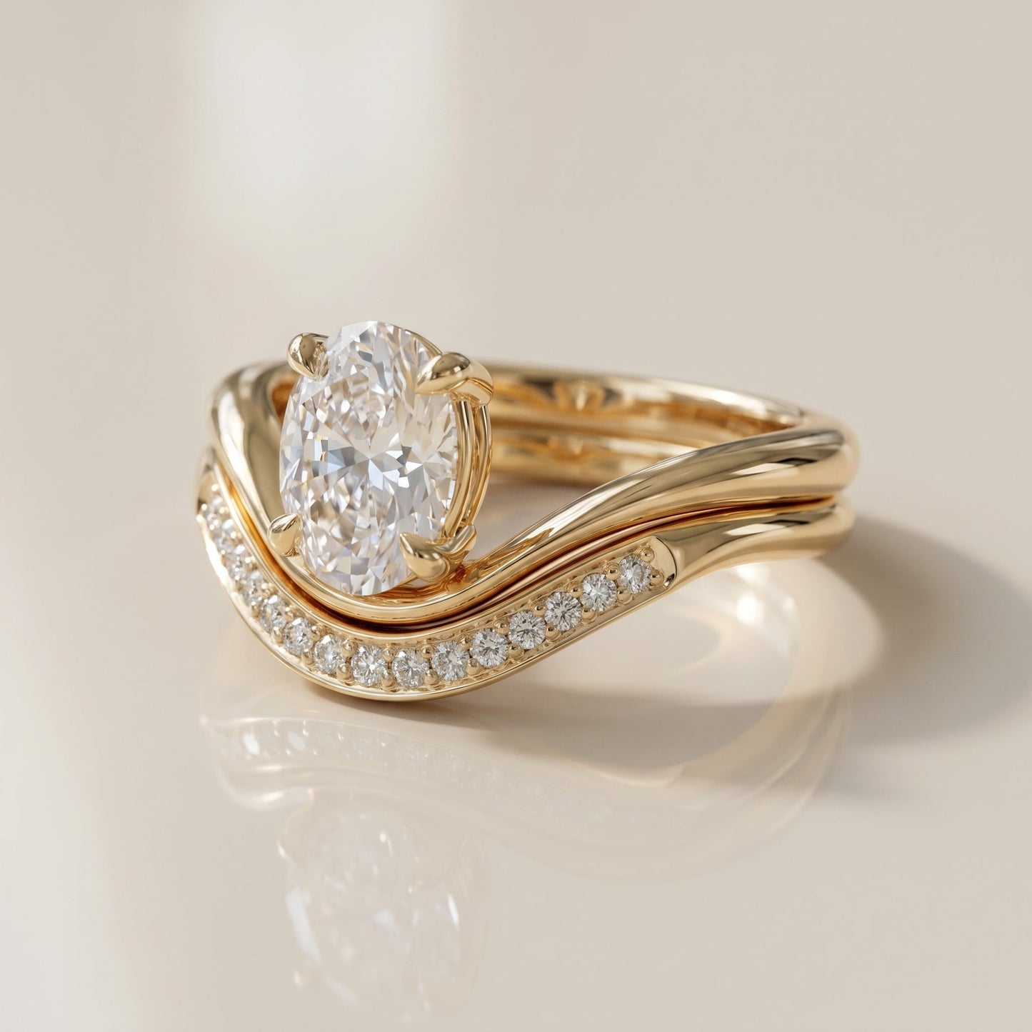 1.0 CT Round Solitaire Moissanite Diamond Bridal Ring Set