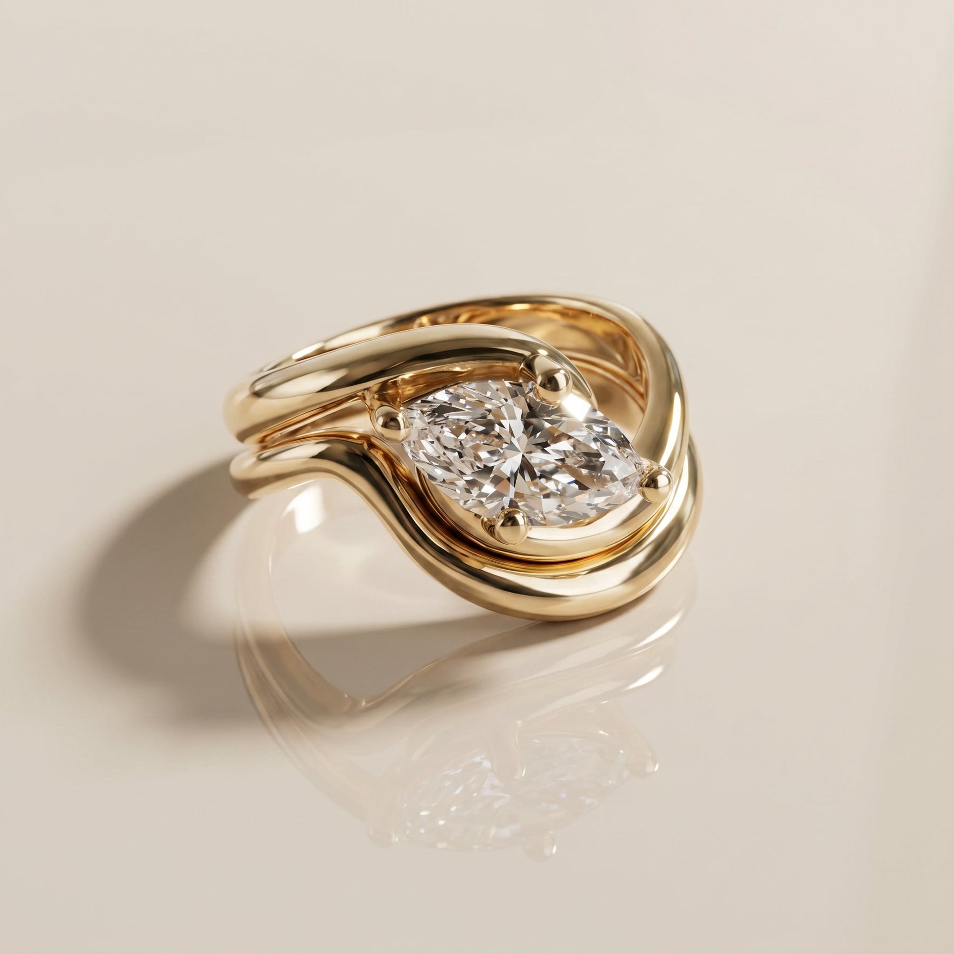 1.0 CT Round Solitaire Moissanite Diamond Bridal Ring Set