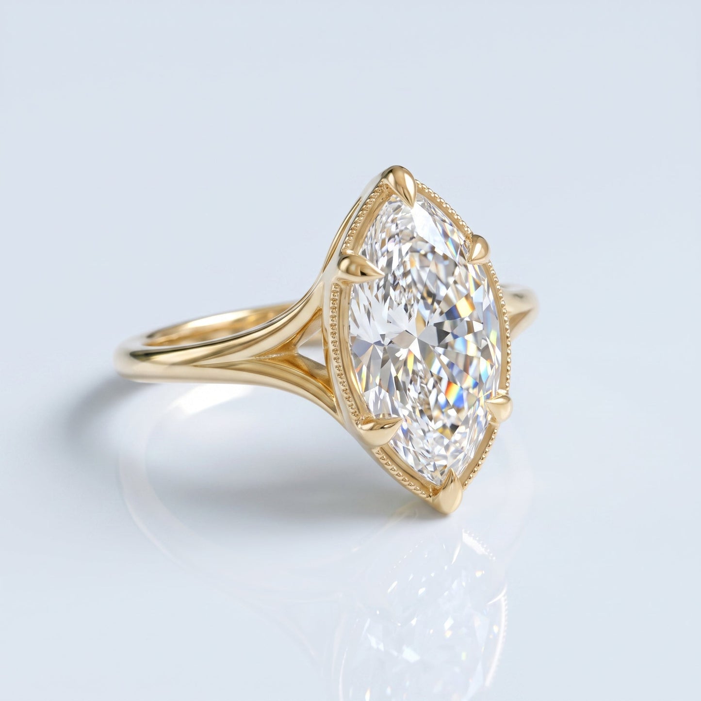 Marquise Swirl Solitaire Engagement Ring – 1 CT Lab Grown Diamond