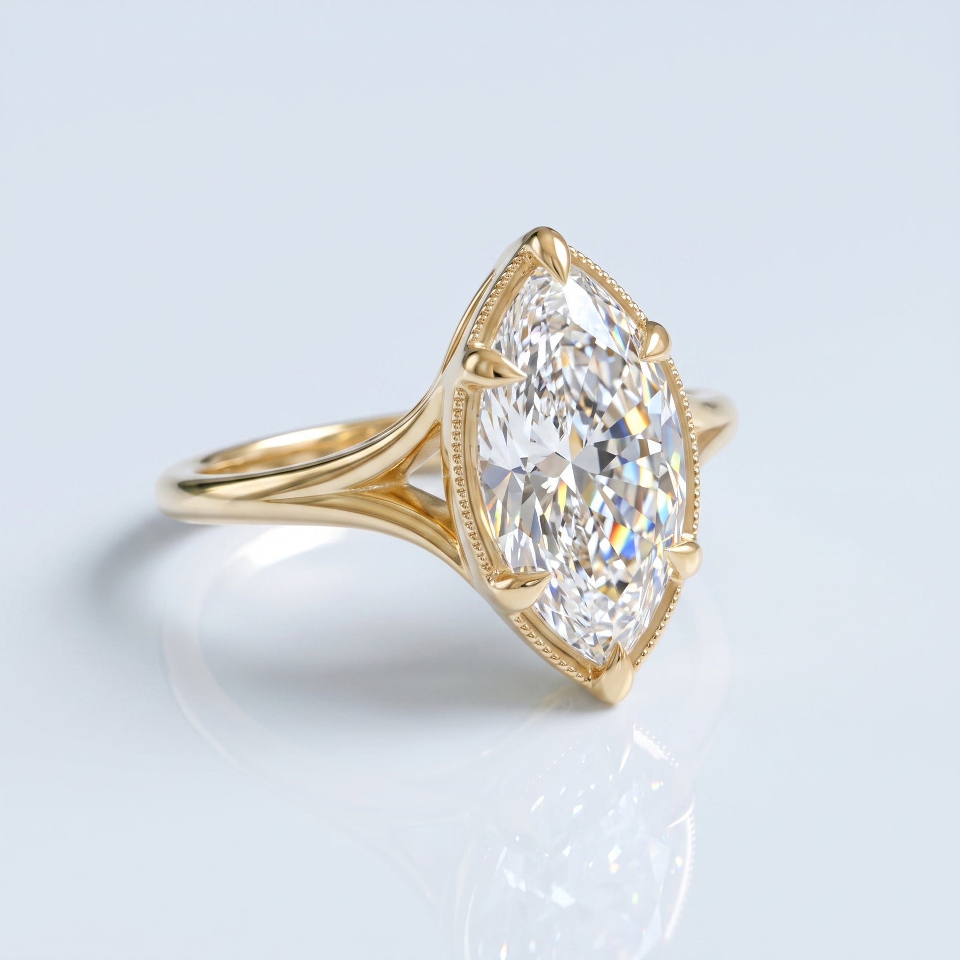 Marquise Swirl Solitaire Engagement Ring – 1 CT Lab Grown Diamond