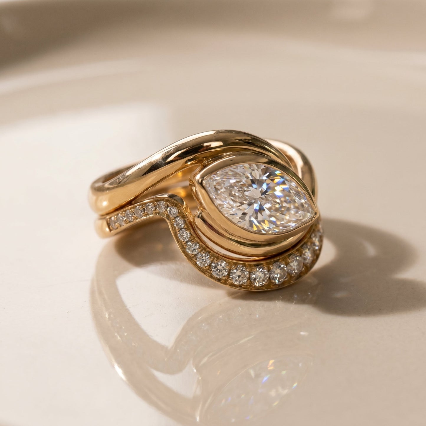 1.0 CT Round Solitaire Moissanite Diamond Bridal Ring Set