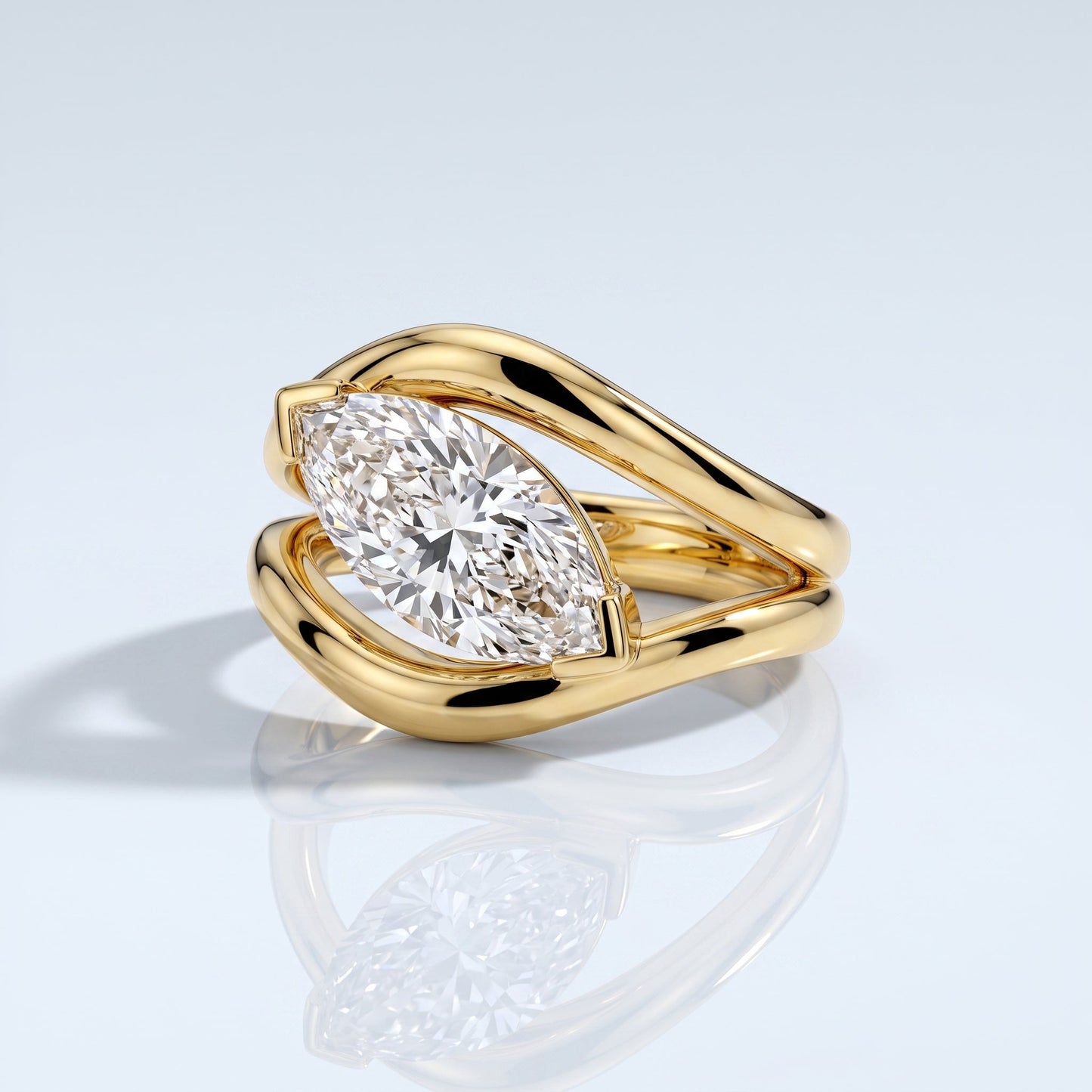 Marquise Swirl Solitaire Engagement Ring – 1 CT Lab Grown Diamond