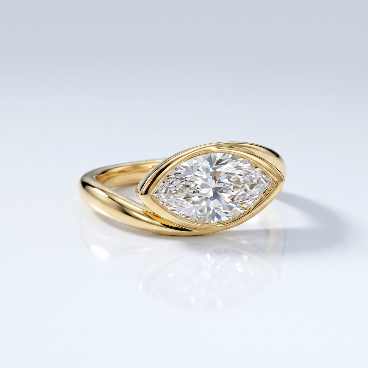 Marquise Swirl Solitaire Engagement Ring – 1 CT Lab Grown Diamond