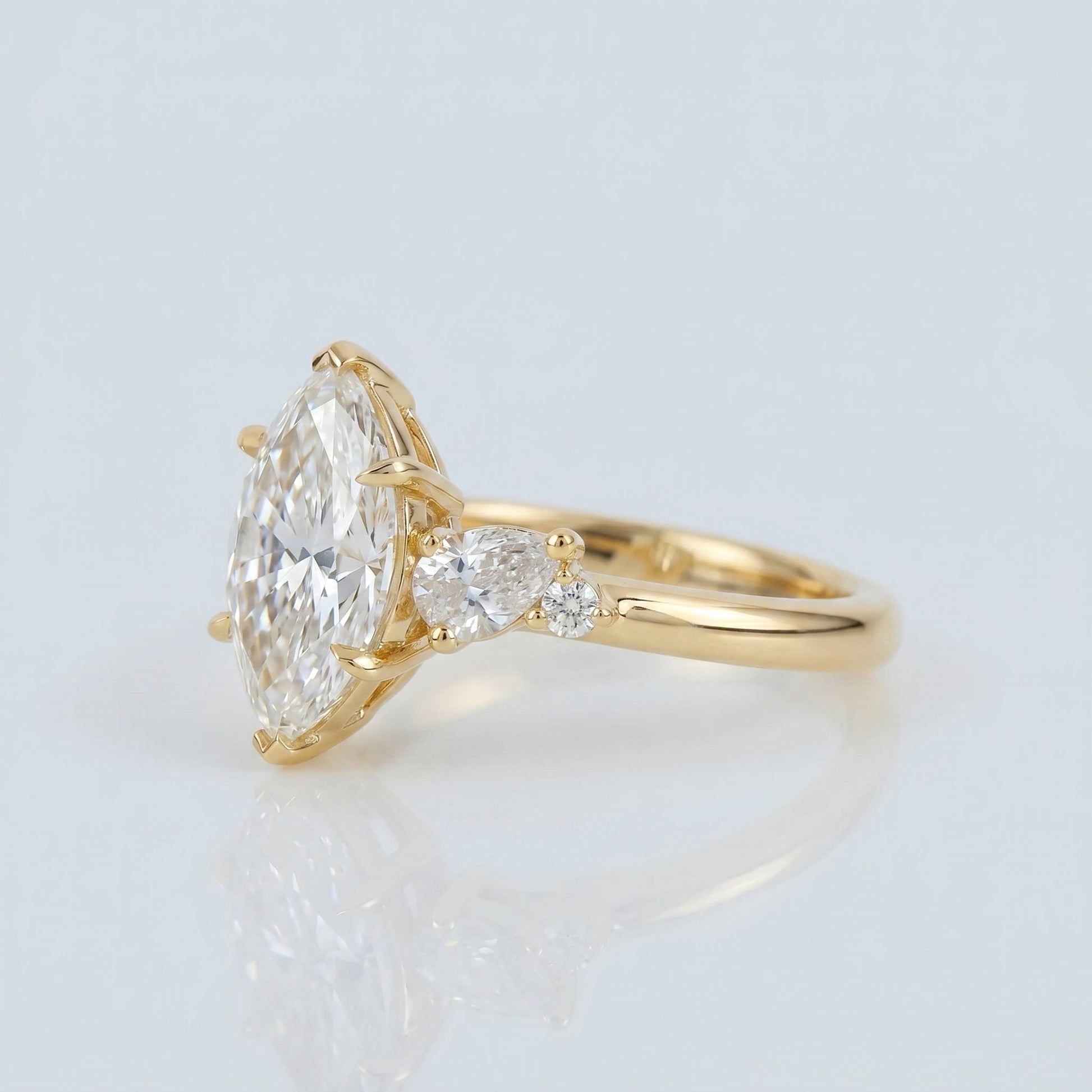 Marquise Swirl Solitaire Engagement Ring – 1 CT Lab Grown Diamond