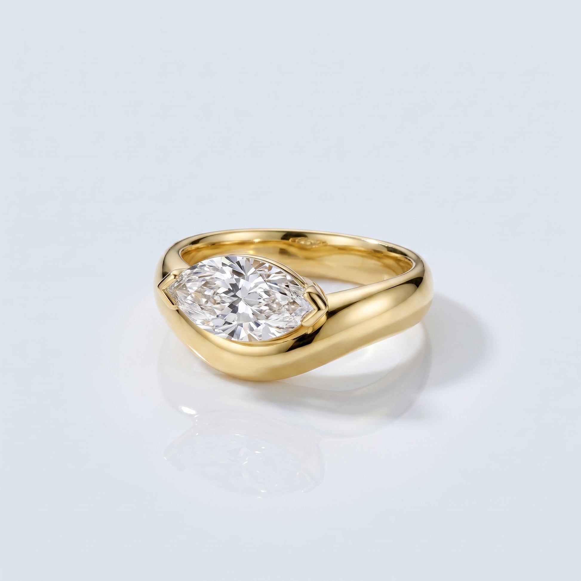 Marquise Swirl Solitaire Engagement Ring – 1 CT Lab Grown Diamond