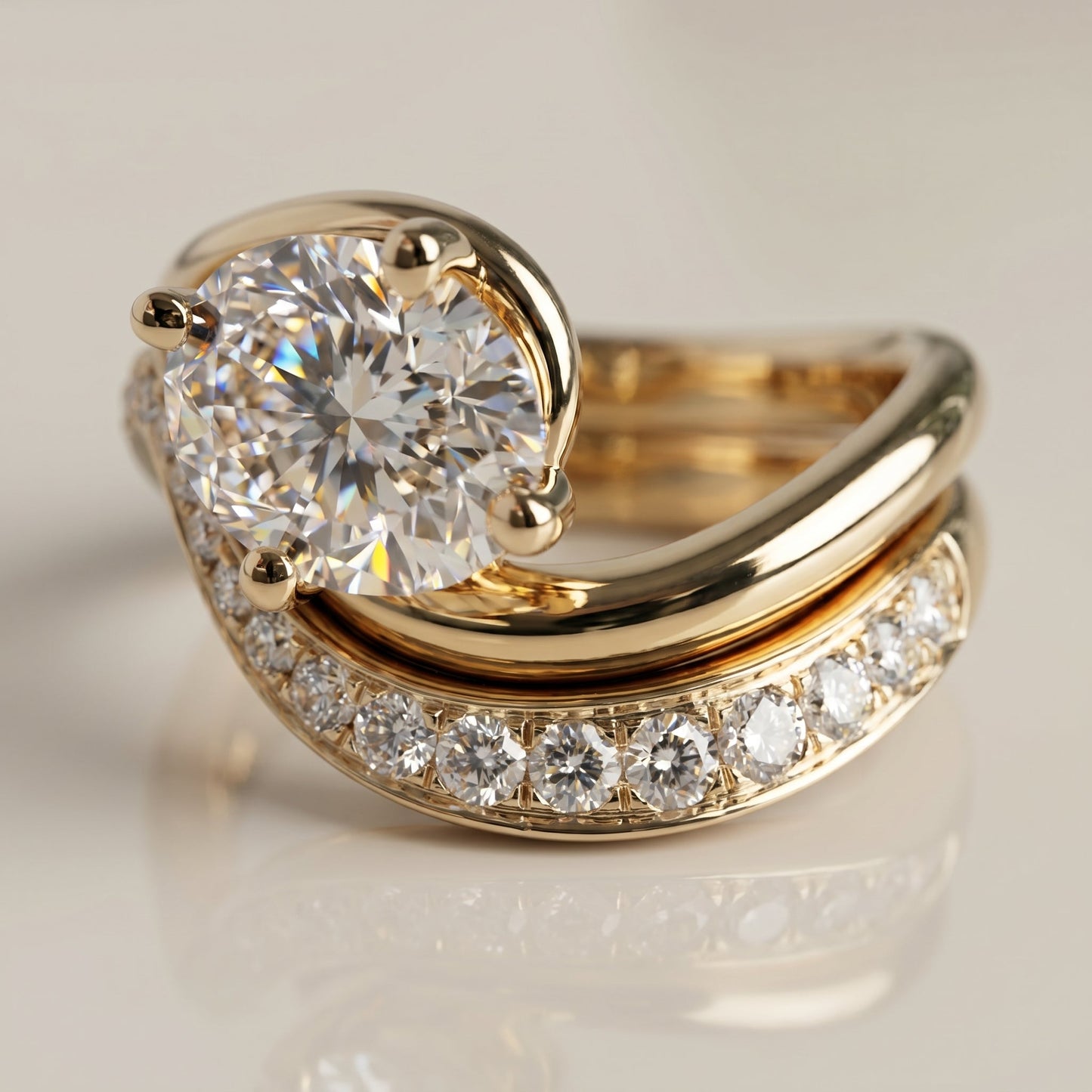 1.0 CT Round Solitaire Moissanite Diamond Bridal Ring Set