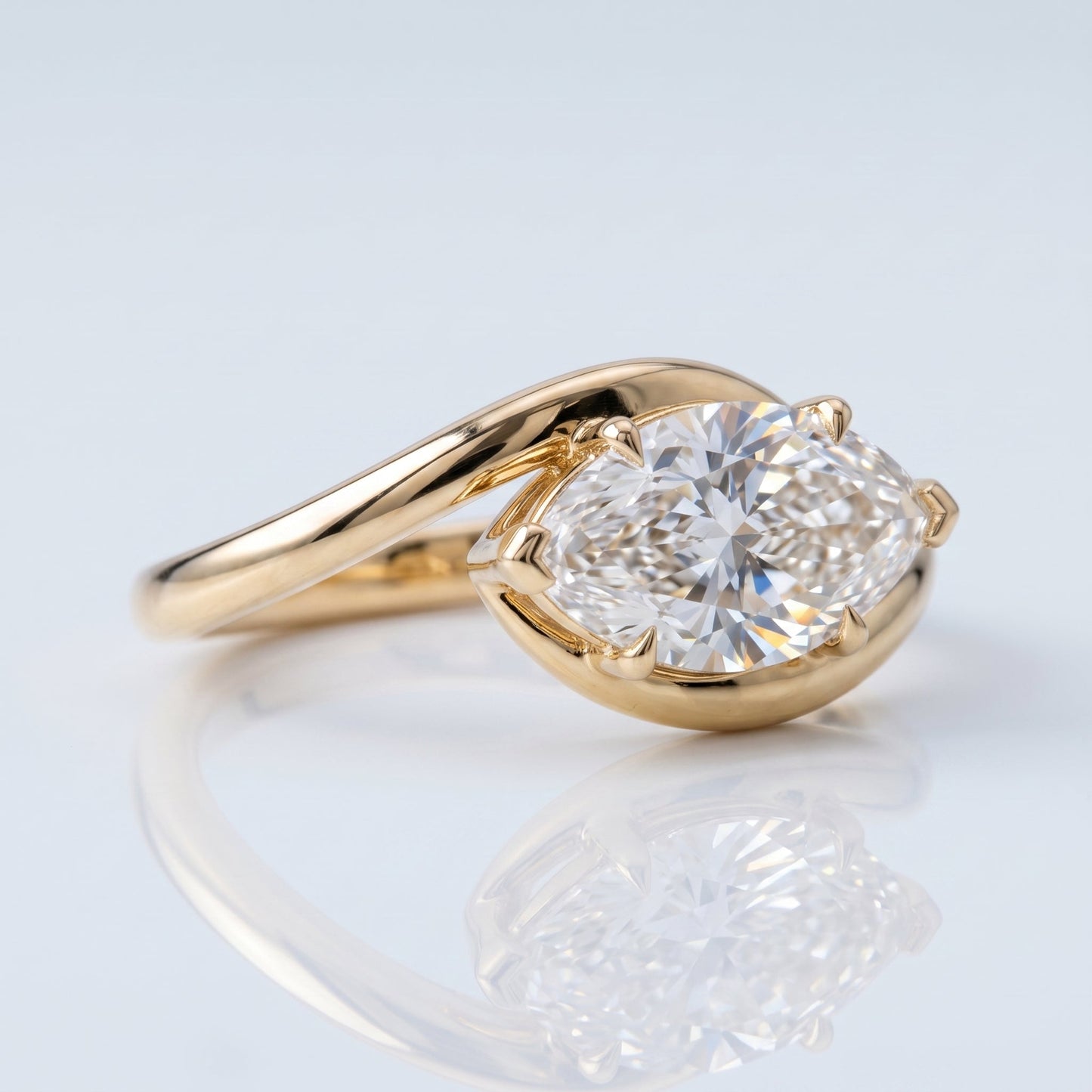 Marquise Swirl Solitaire Engagement Ring – 1 CT Lab Grown Diamond